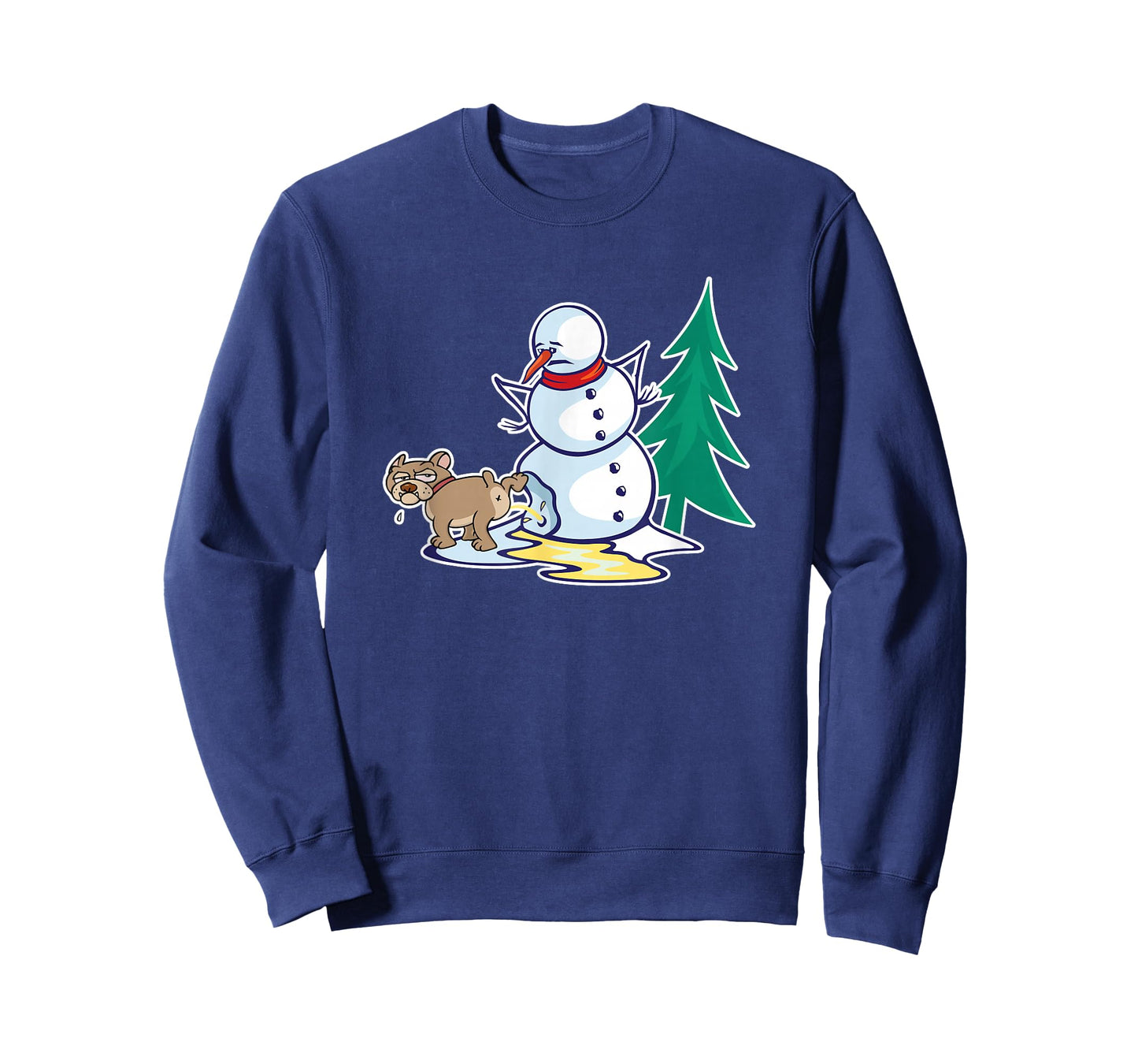 Funny Christmas Dog Peeing on Snowman Winter T-Shirt