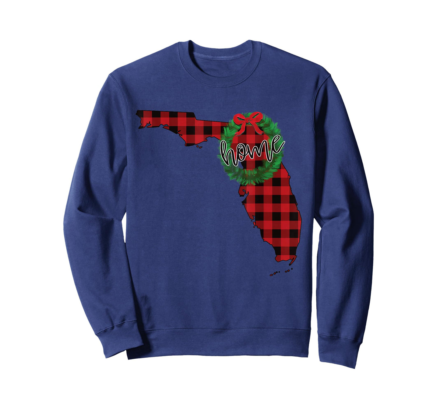 Florida Buffalo Plaid Christmas Home Wreath Retro T-Shirt