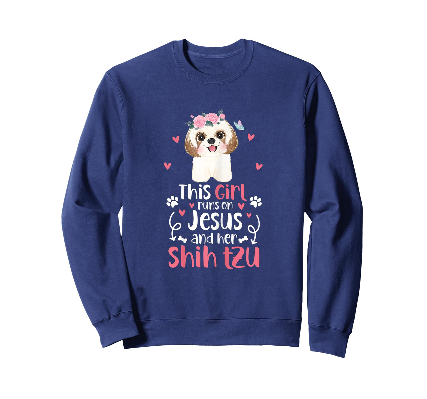 Shih Tzu This Girl Runs On Jesus And Shih Tzu Dog T-Shirt