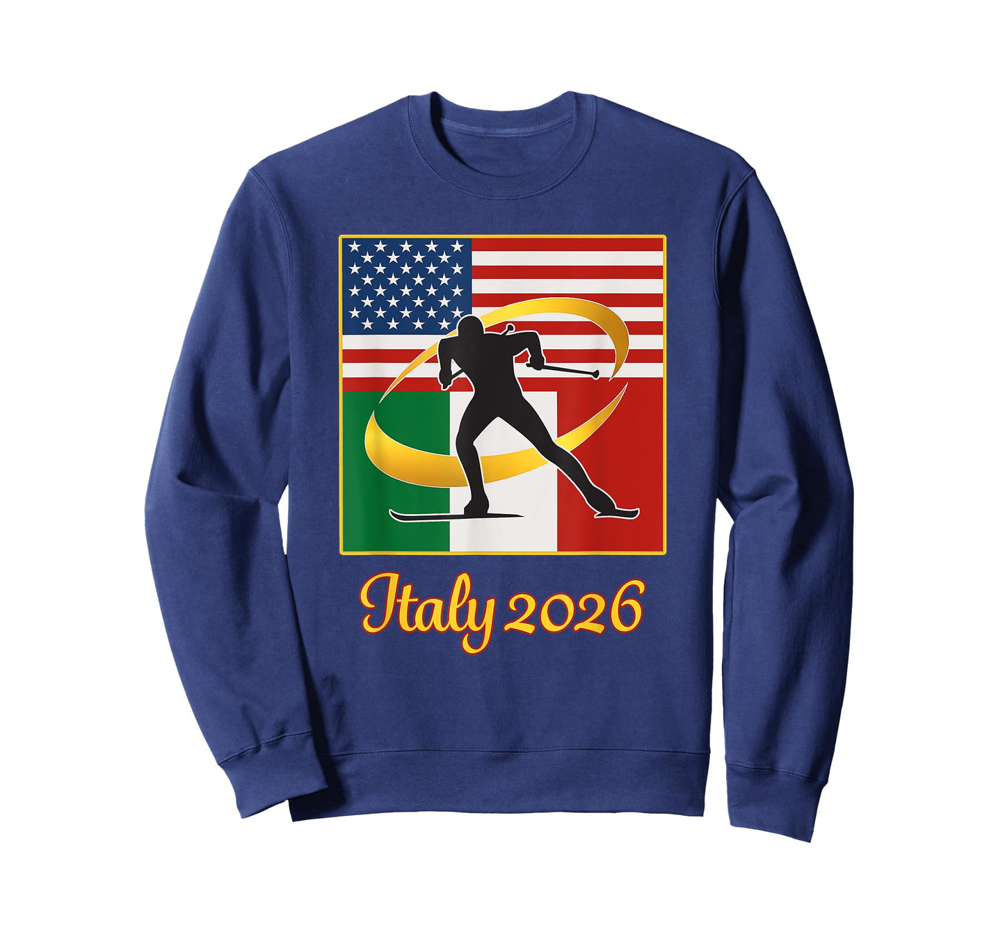 Italy 2026 Cross-Country Skiing USA Italy Flags Winter Sport T-Shirt