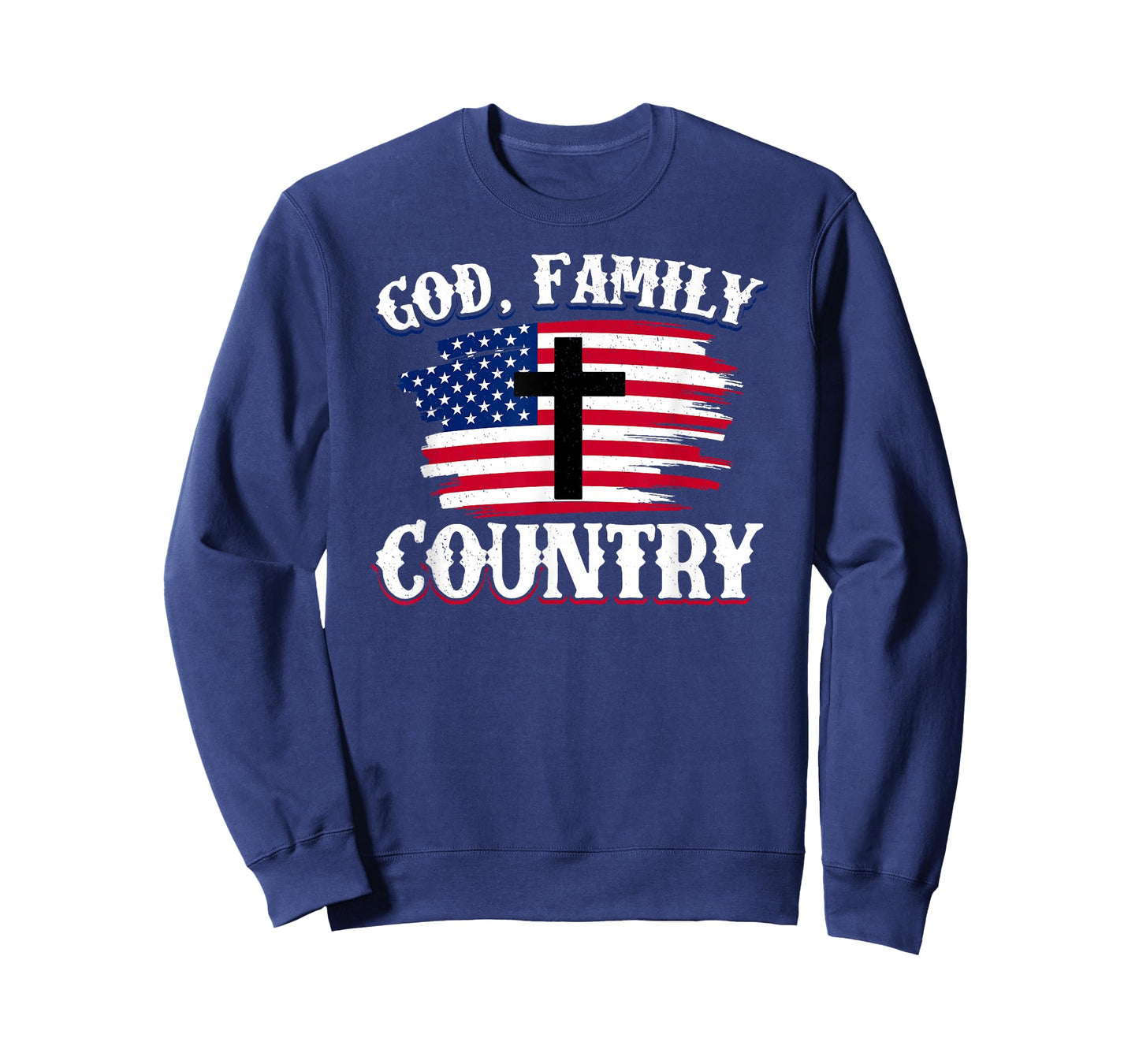 God Family Country American Flag Cross Christian Patriotic T-Shirt