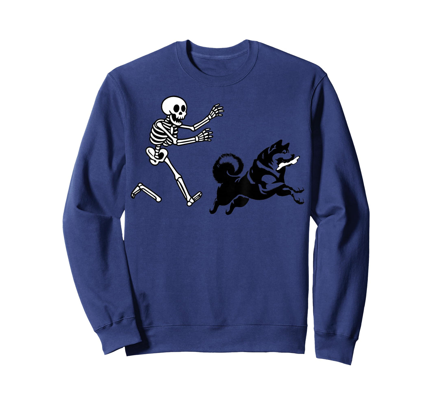 Funny Akita Running Skeleton Halloween T-Shirt