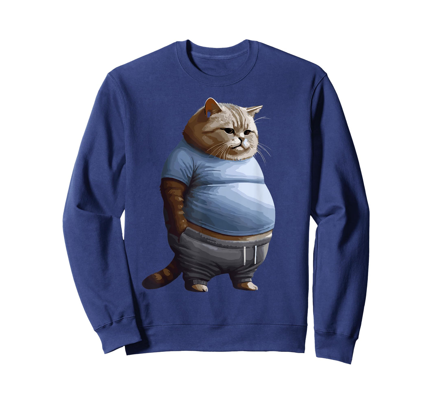 Funny Fat Sad Cat Art Design Fat Kitten Cat Lover Fat Cat T-Shirt