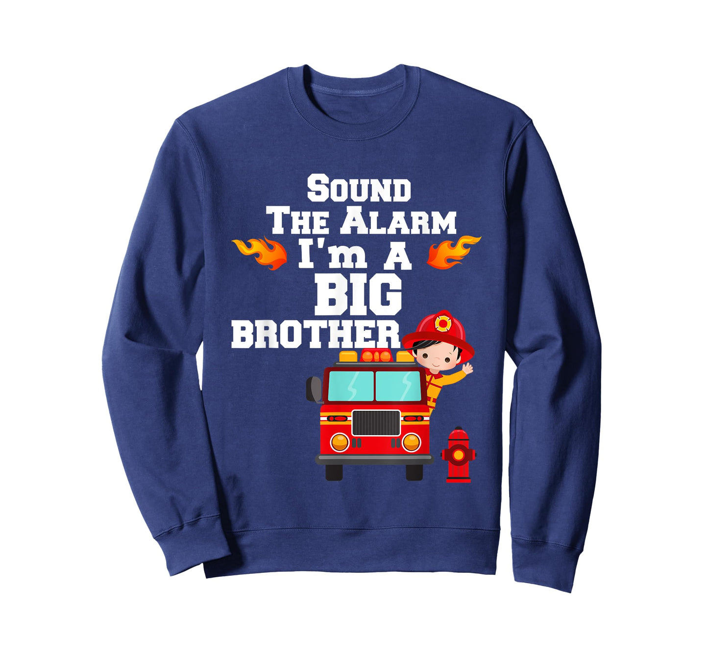 Boy's Sound The Alarm I'm A Big Brother Fire Truck Tee T-Shirt