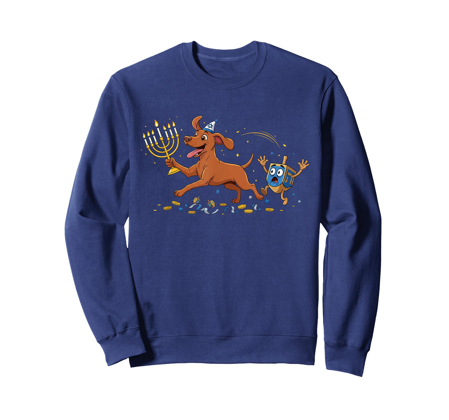 Funny Vizsla Dreidel Menorah Hanukkah Kids Womens Mens T-Shirt