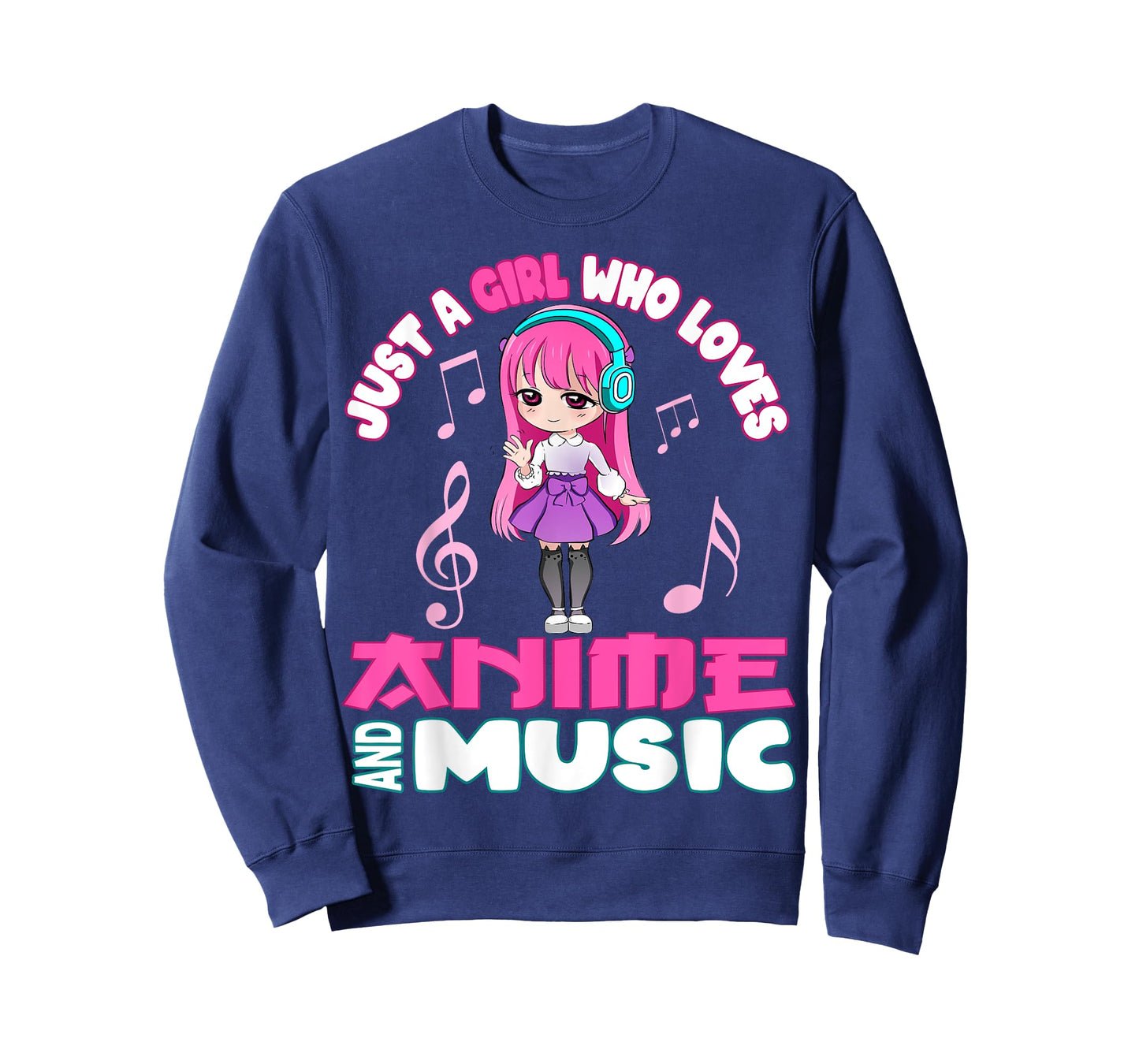 Funny Anime and Music Girl for Teen chibi graphic T-Shirt