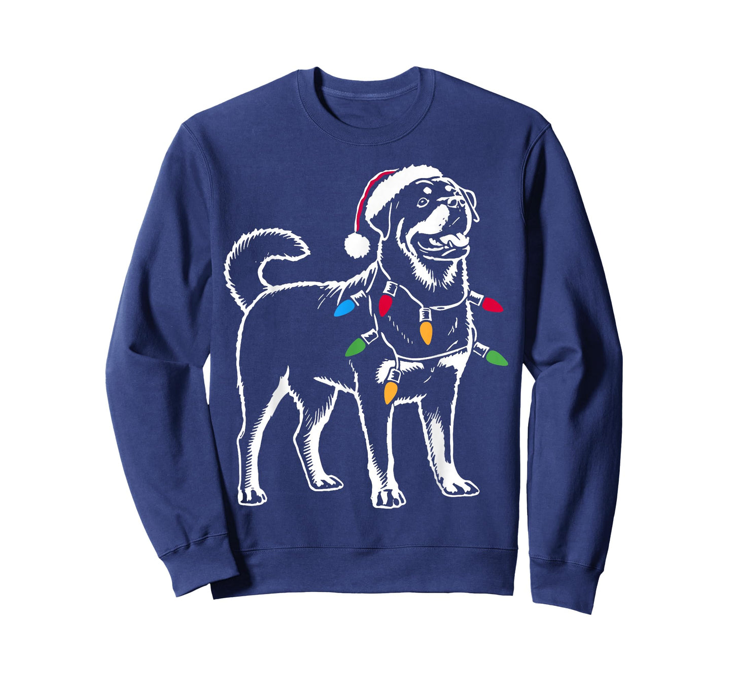 Rottie Rottweiler Christmas Lights Santa Hat Dog Lover Gifts T-Shirt