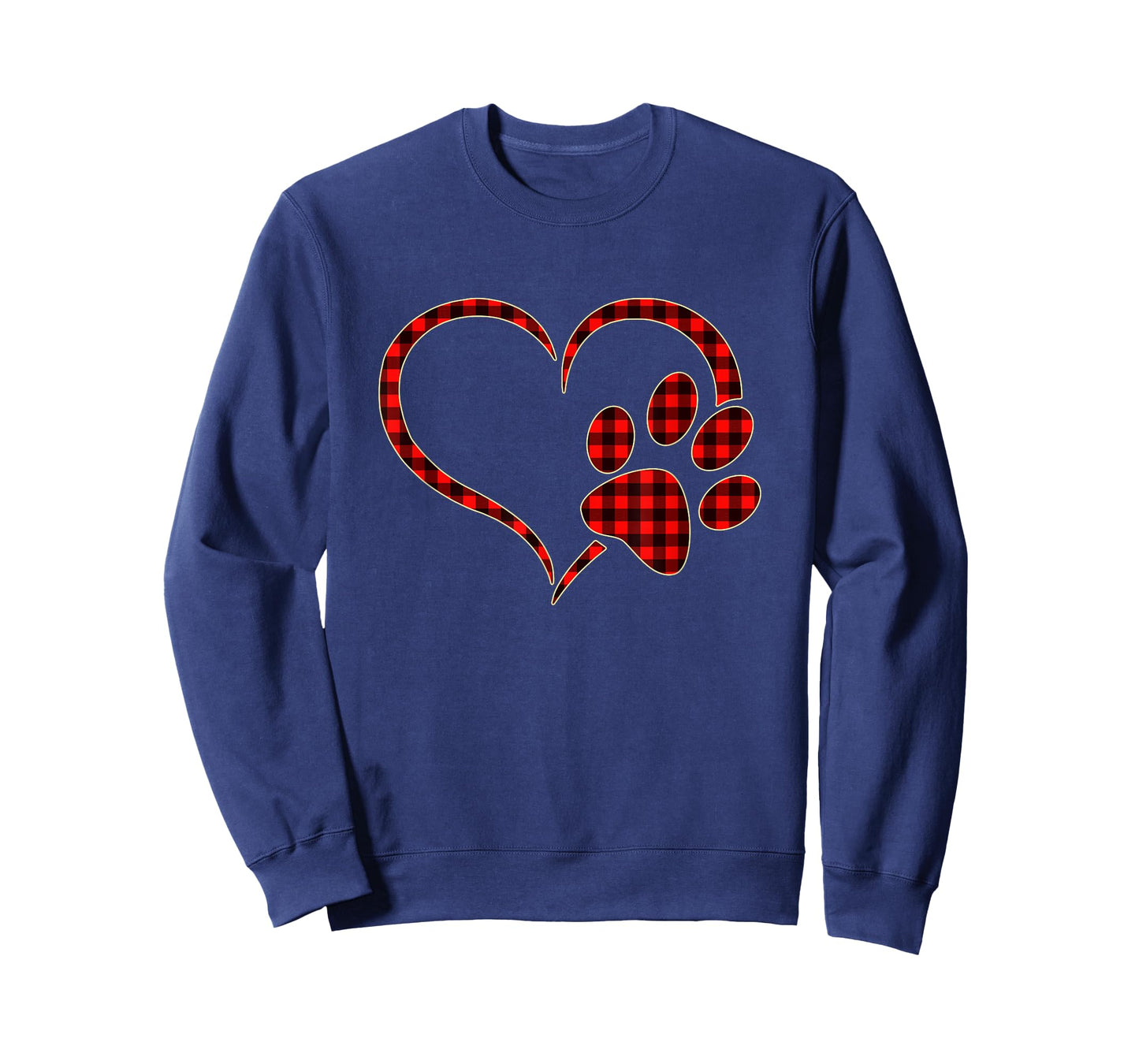 Red Plaid Dog Paw Print Heart Buffalo Matching Pajamas T-Shirt