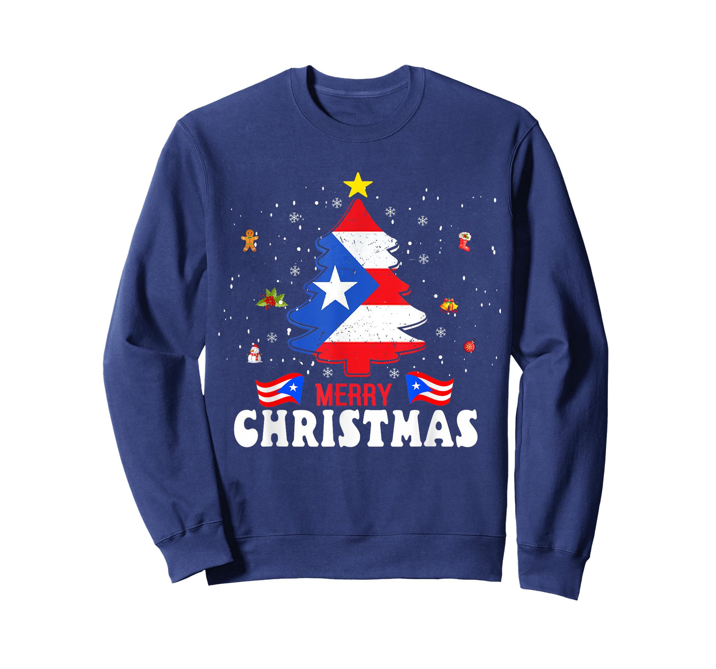 Proud Puerto Rico Flag Tree Christmas Pajamas Patrioitc Xmas T-Shirt