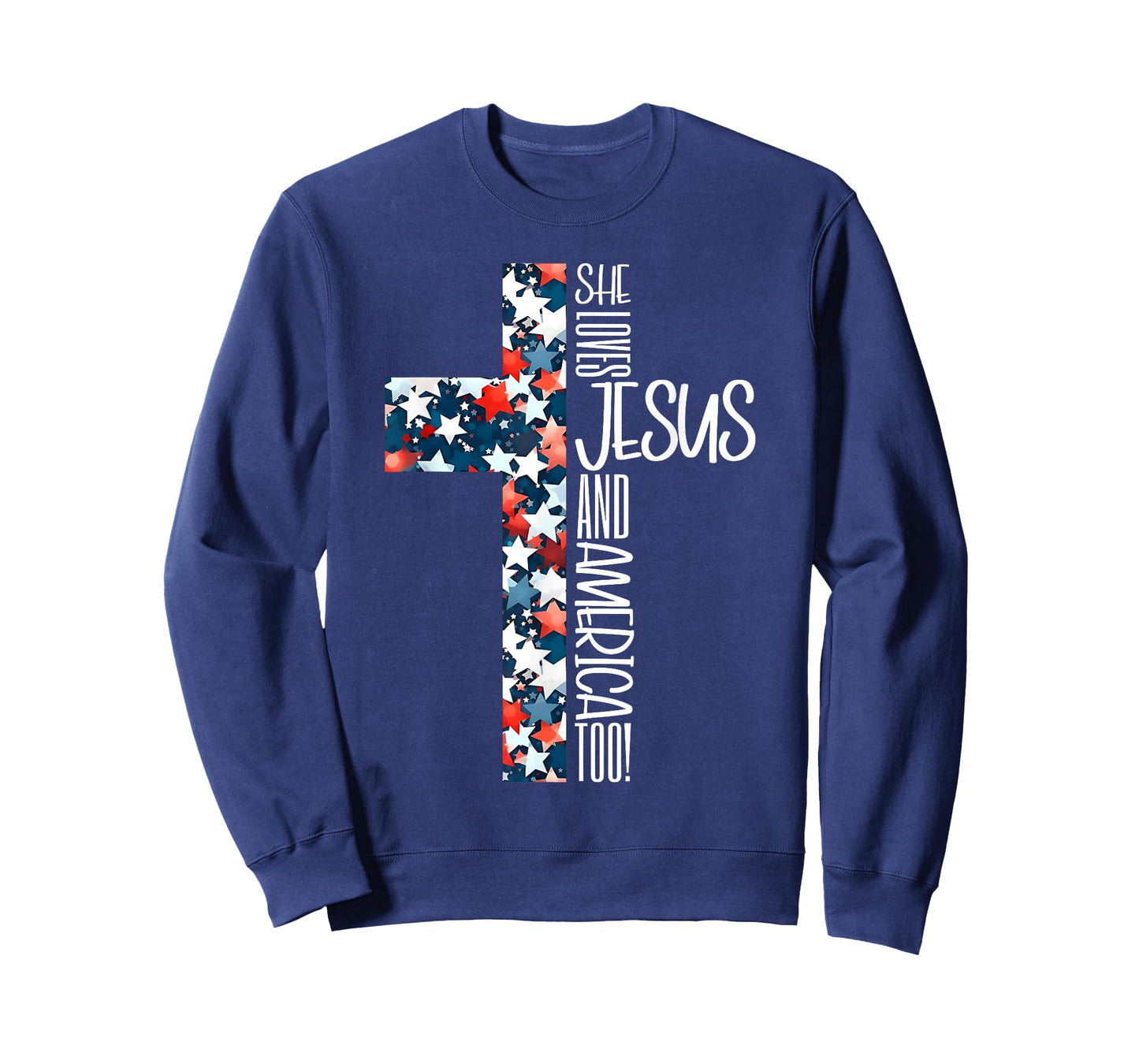 She Loves Jesus & America Too Christian American 4th Of July T-Shirt