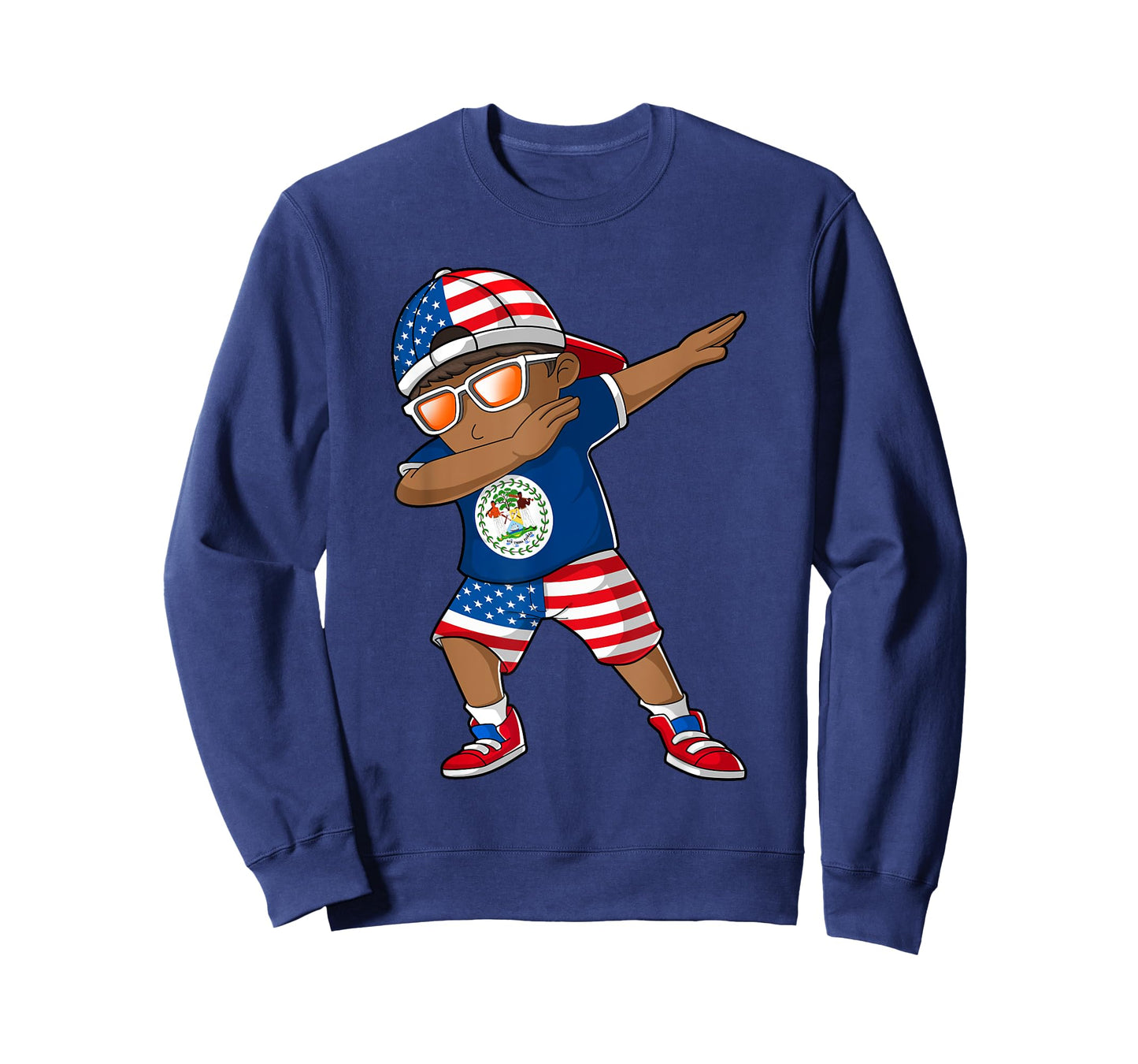 Half American Half Belizean Boy Kid Belize Flag Patriotic T-Shirt