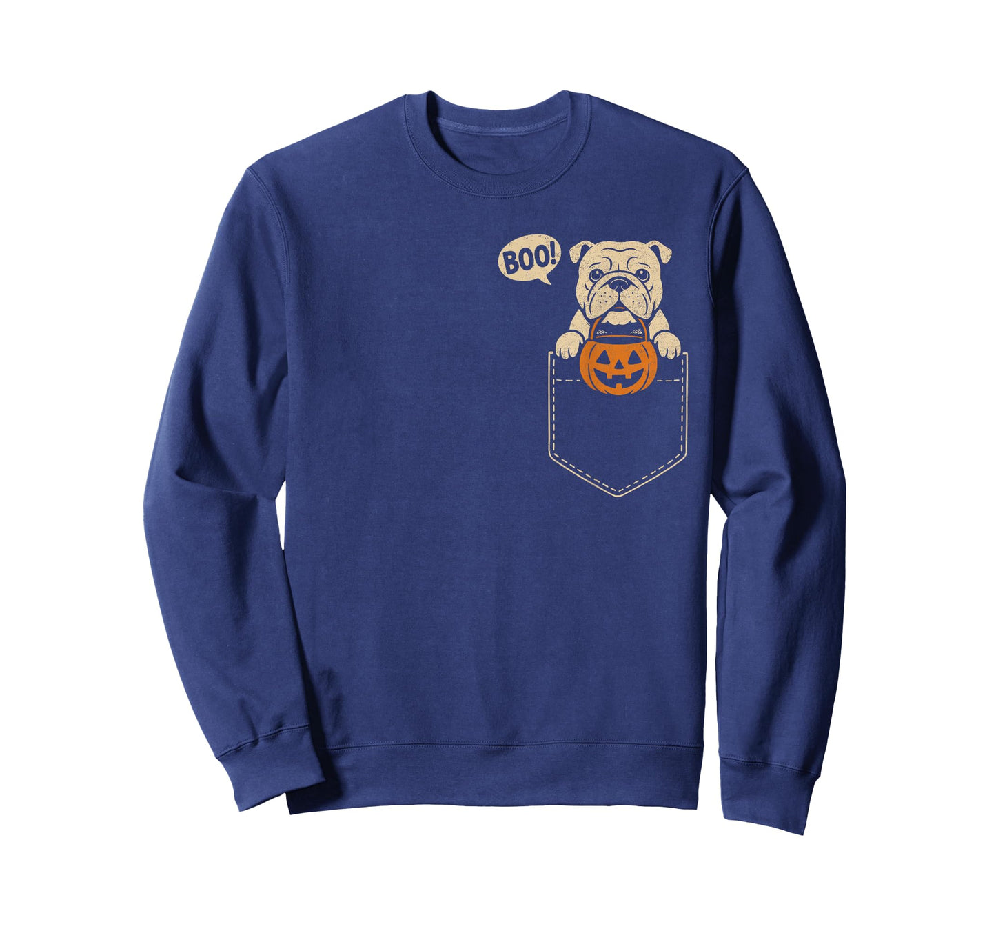 Funny English Bulldog Halloween Cute Dog Pocket Boo Pumpkin T-Shirt
