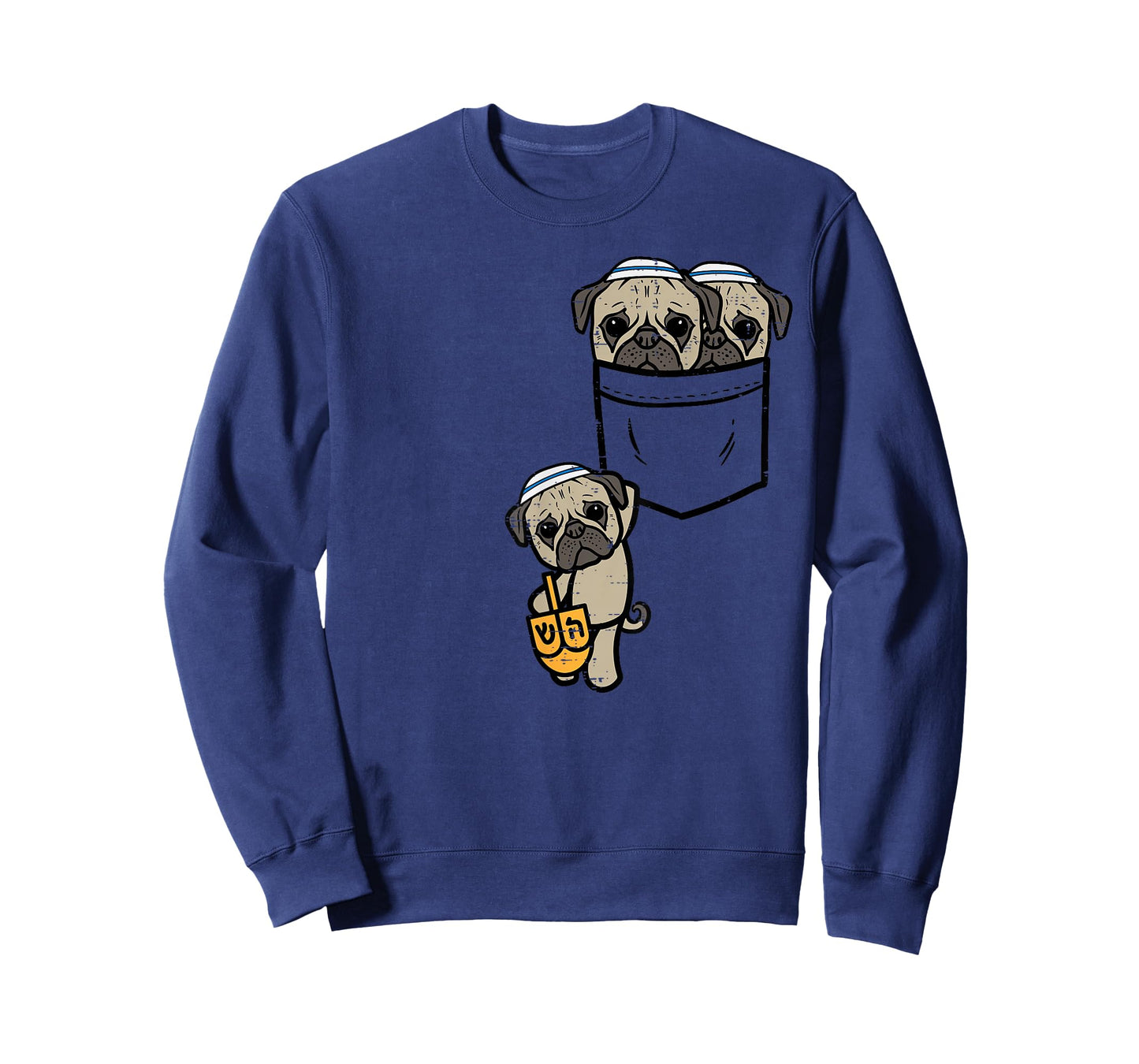 Pocket Dog Pugs Jewish Hanukkah Pajamas Chanukah PJs Women T-Shirt
