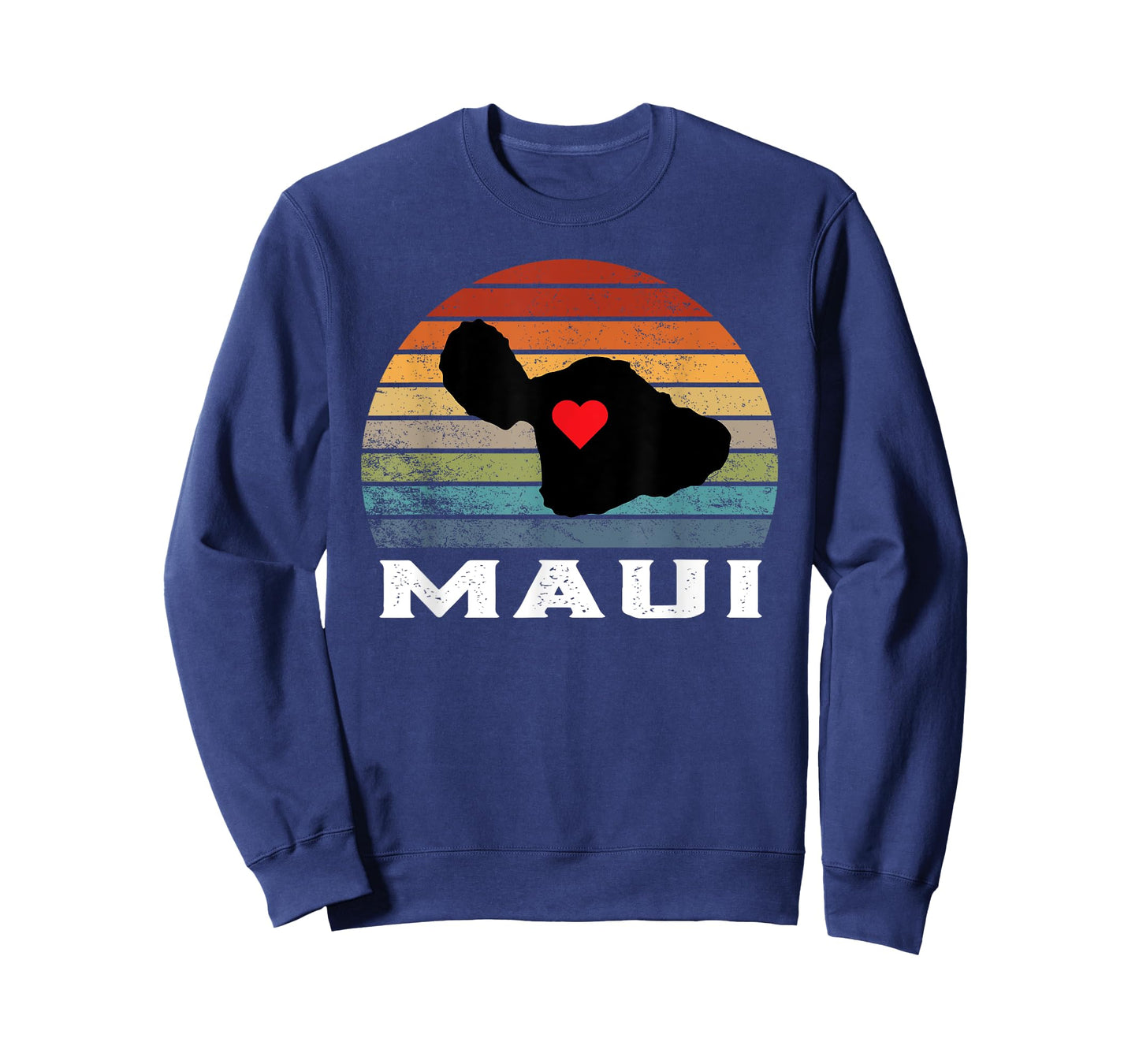 Vintage Retro Maui Hawaii Map With Heart Island T-Shirt
