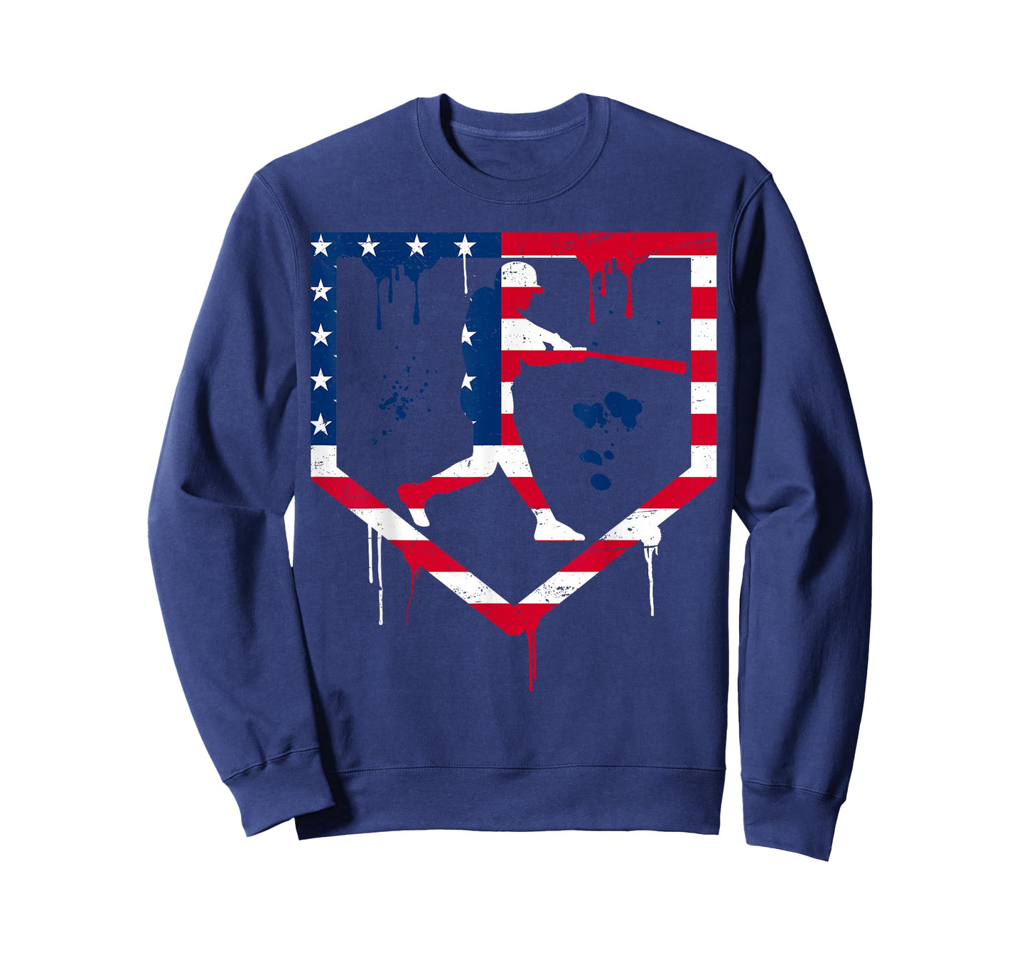 Baseball Drip American Flag Bat 4th Of July Patriotic Boys T-Shirt