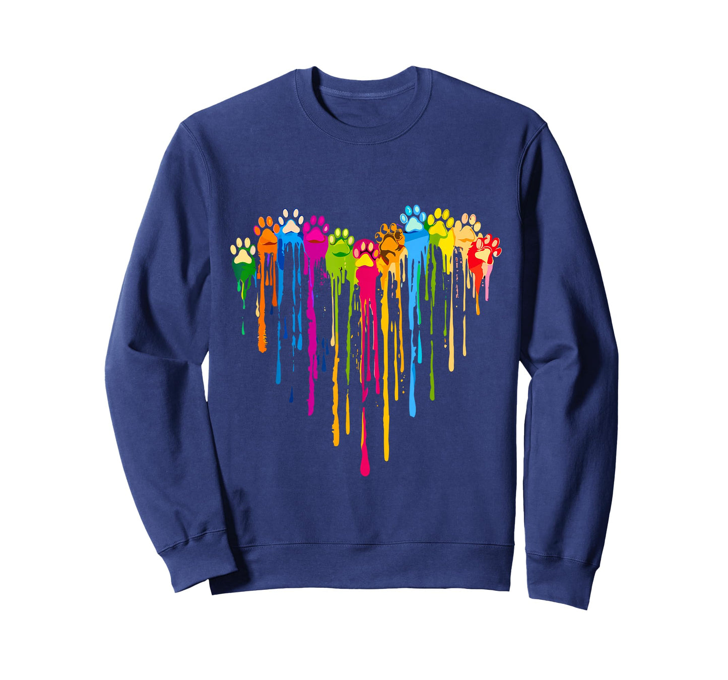 Funny Colourful Dog Paw Heart Cute Cat Design For Women Men T-Shirt