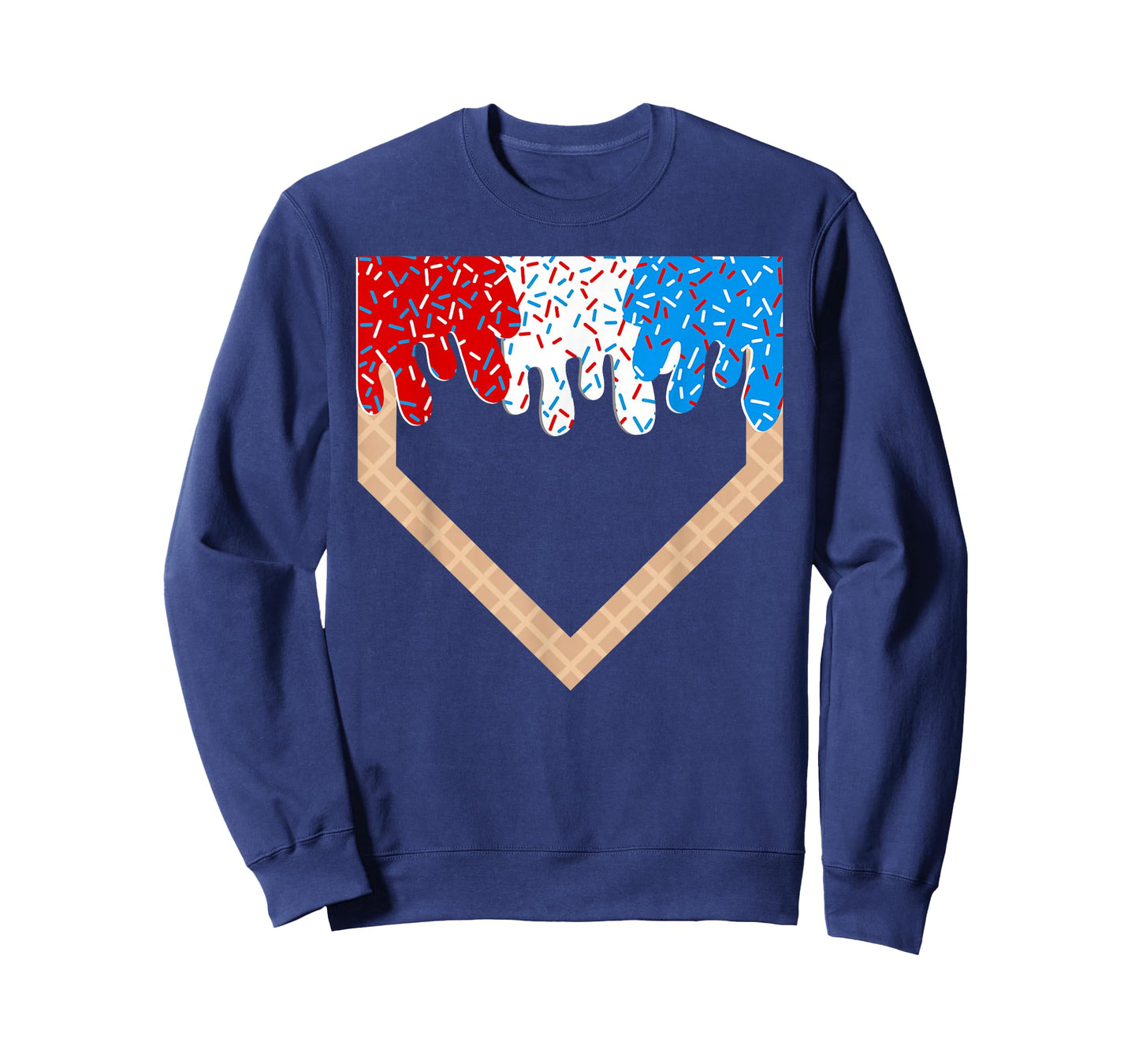 Red White and Blue Baseball Drip Ice Cream Sprinkles Boys T-Shirt