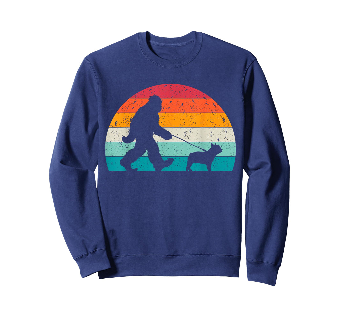Bigfoot Walking a Dog Funny French Bulldog Lovers Dog Dad T-Shirt