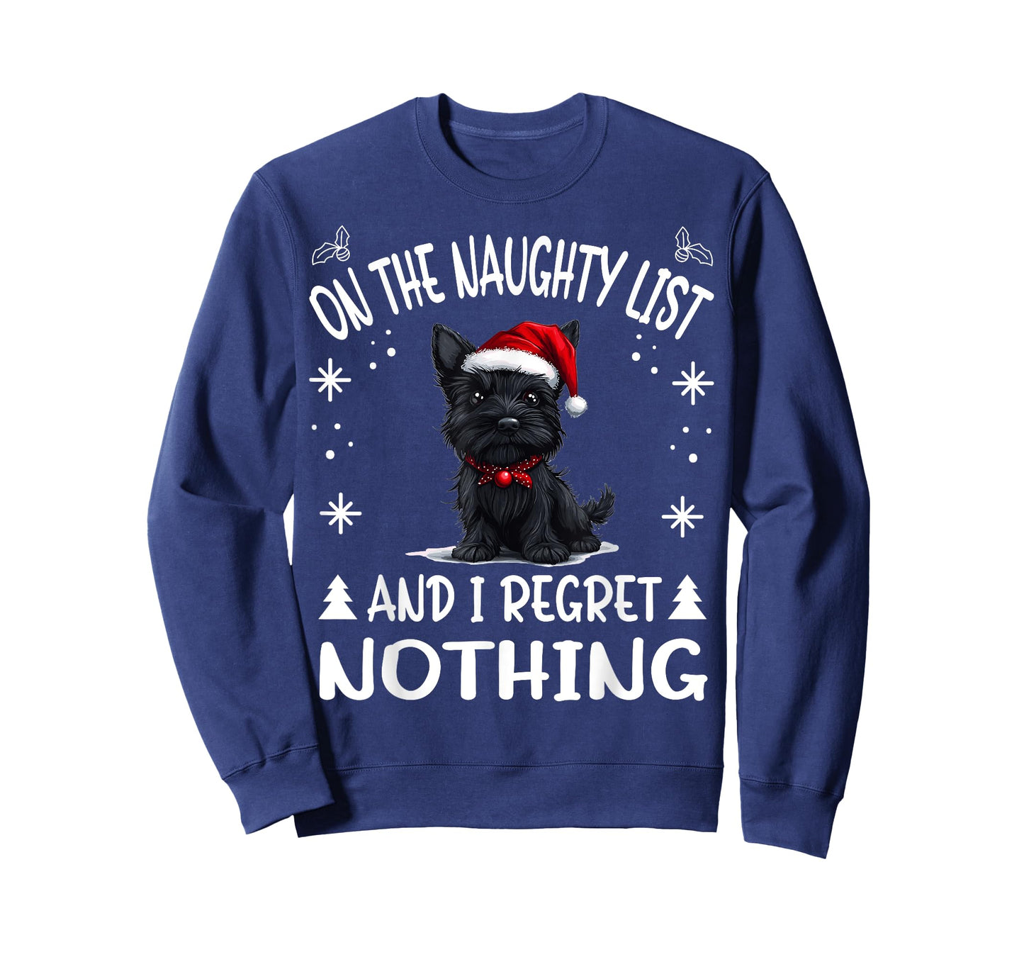 Cute Scottish Terrier Dog Christmas On The Naughty List and T-Shirt
