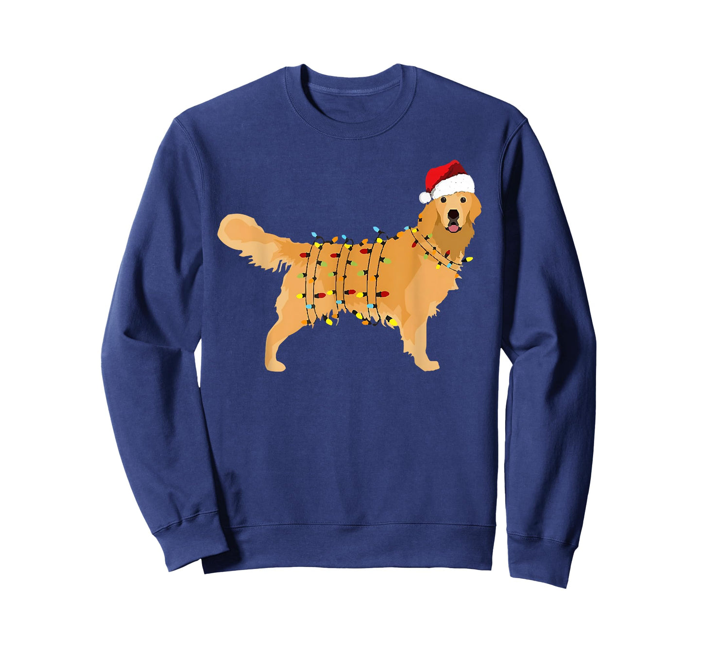 Dog Golden Retriever Santa Christmas Xmas Lights Pajamas Men Women Kids T-Shirt