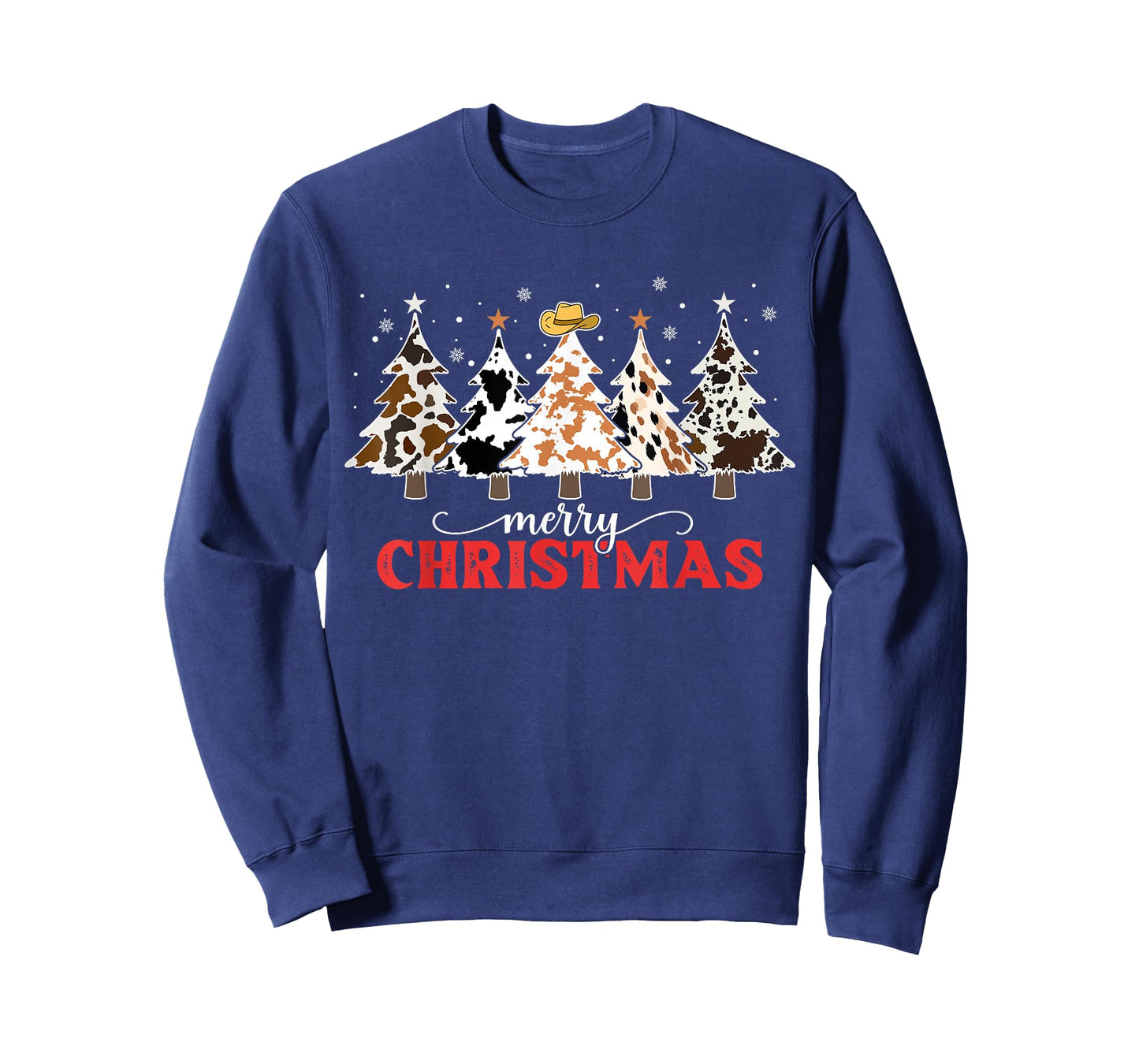 Country Christmas Tree Cowhide Xmas Cow Farm Cowboy Western T-Shirt
