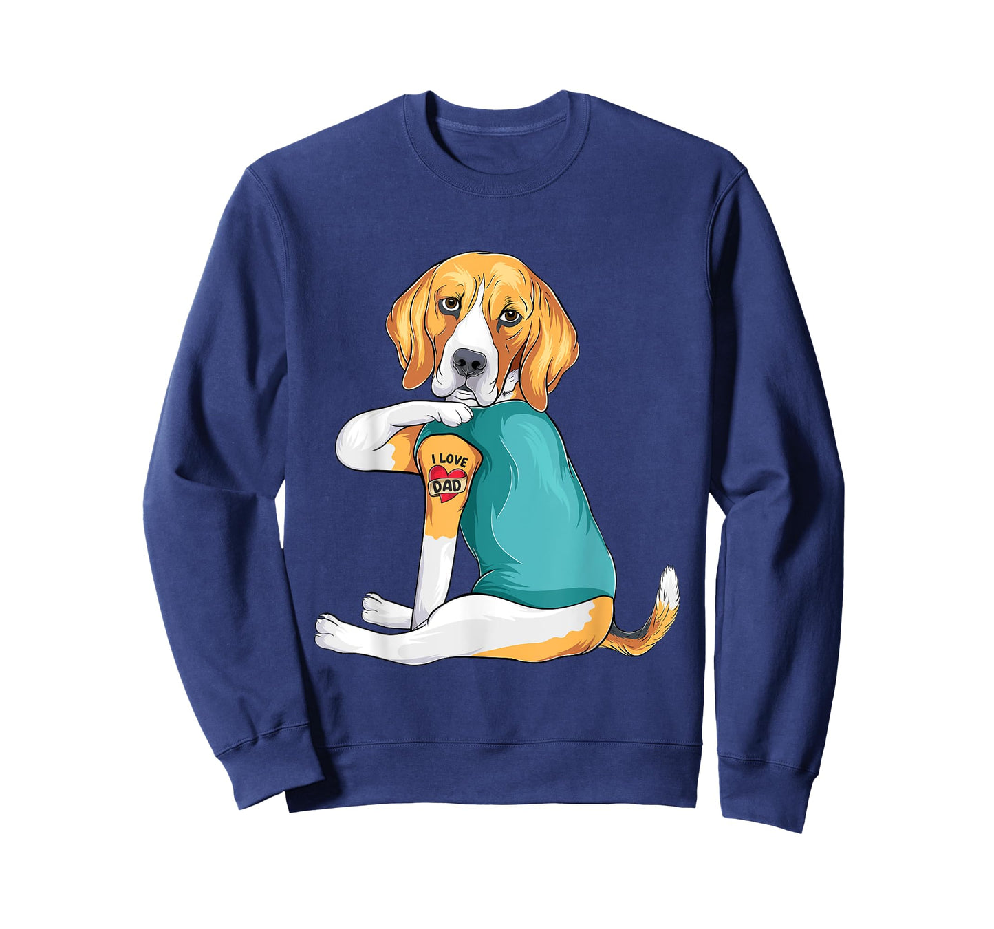 Father's Day gift funny dog Dad Beagle i love Dad tattoo T-Shirt