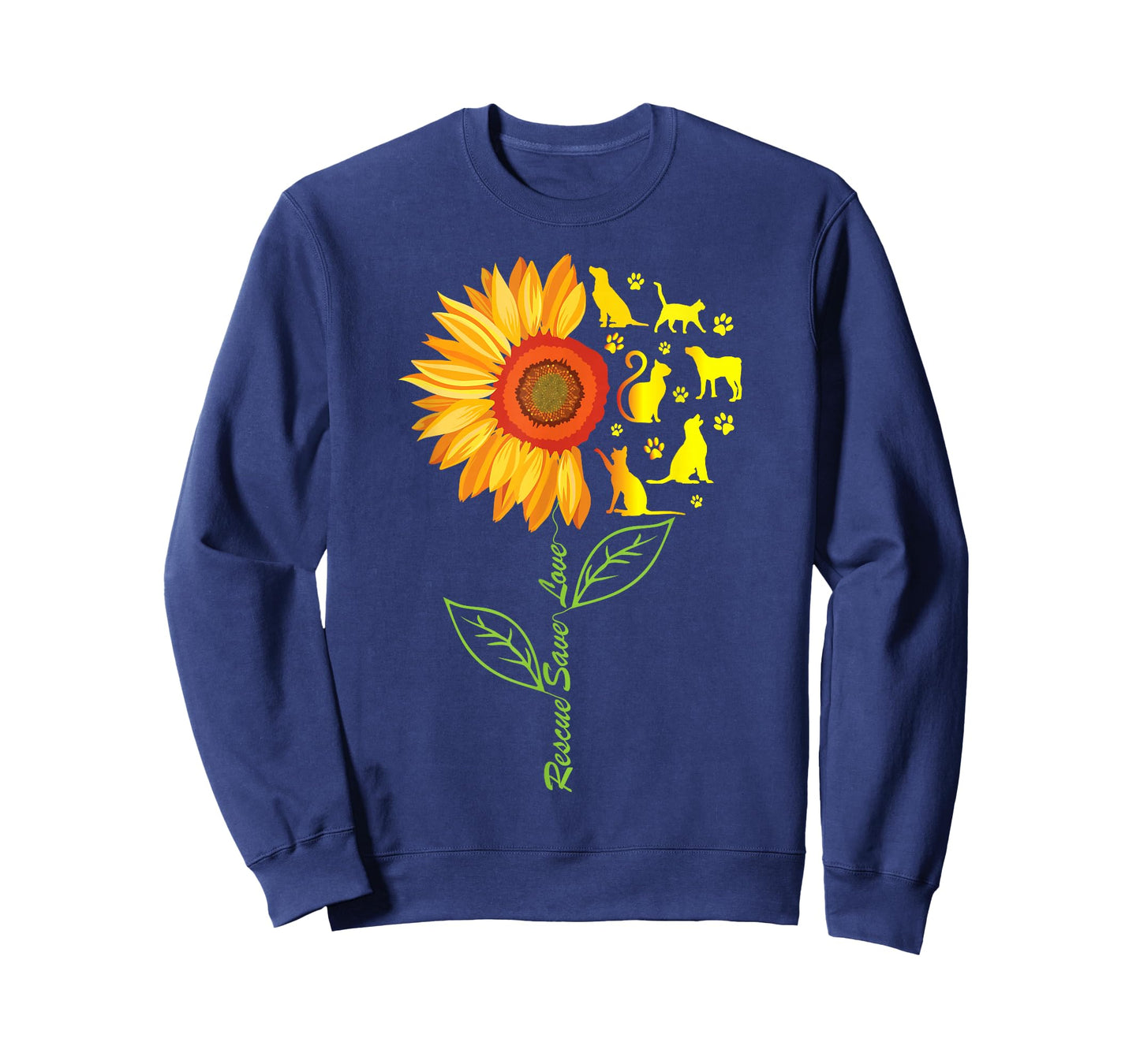 RESCUE SAVE LOVE PET Animal Shelter Sunflower Gift T Shirt
