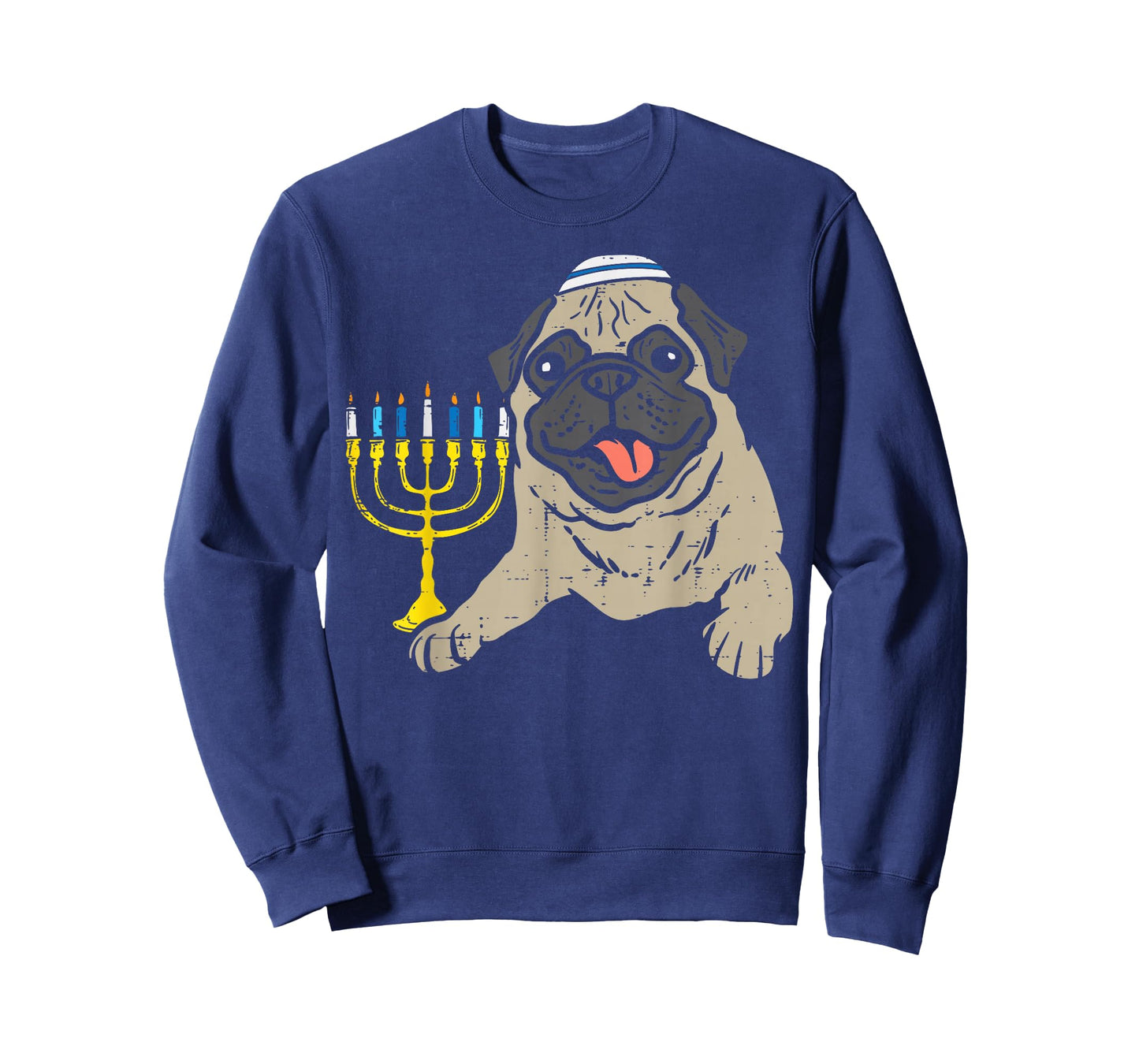 Jewish Pug Dog Menorah Hanukkah Pajamas Chanukah PJs T-Shirt