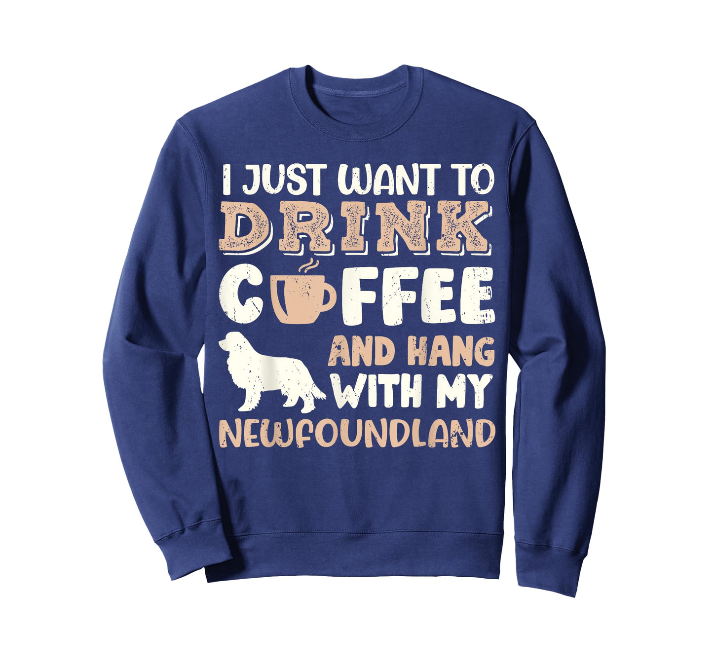 Funny Newfoundland Drink Coffee Hand With Dog Mom Gift Men Women Girls Kids T-Shirt