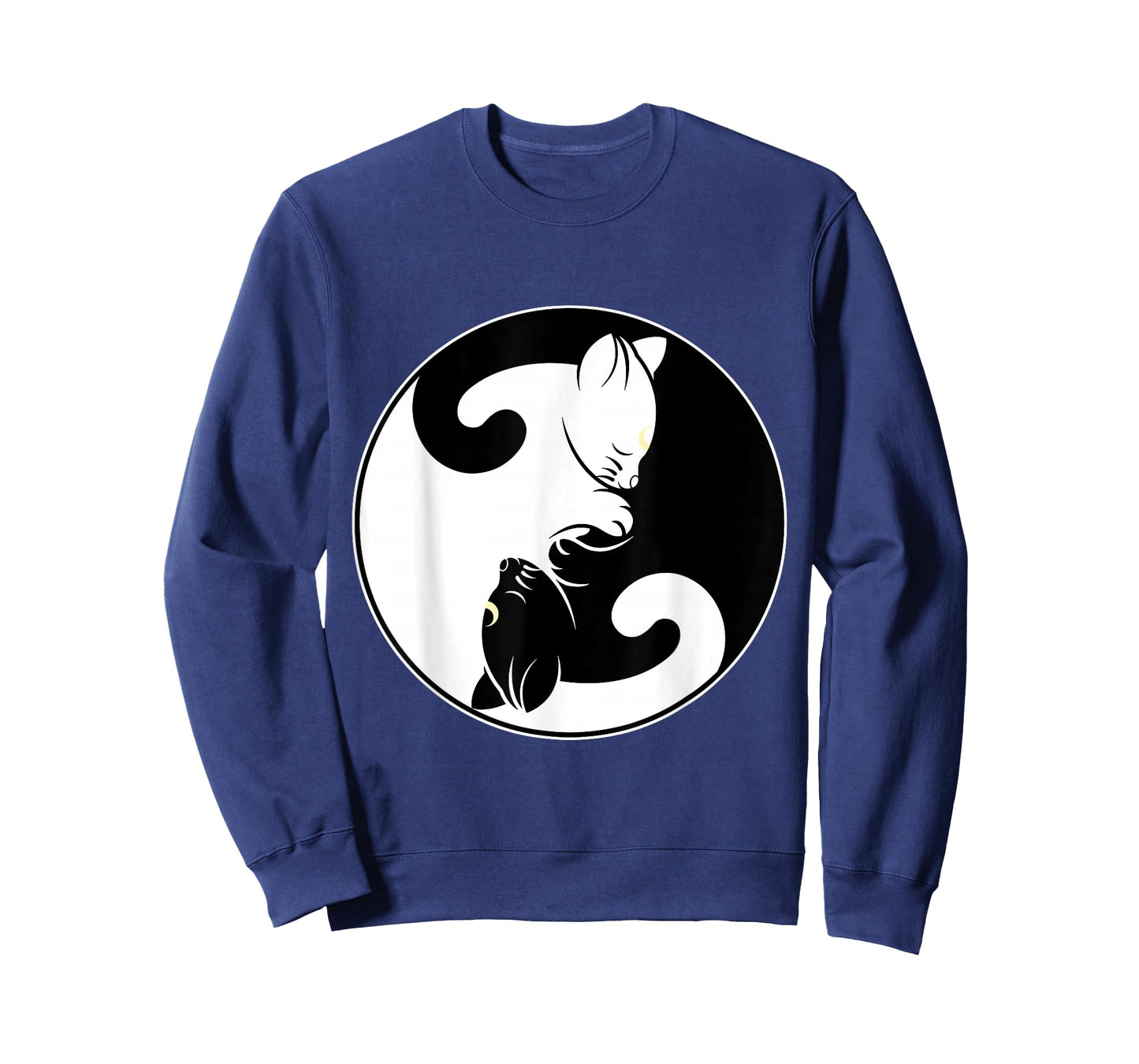 Kawaii Yin Yang Black Cat and Moon Crescent Head Cartoon Cat Kawaii Yin Yang Cat Moon Crescent T-Shirt