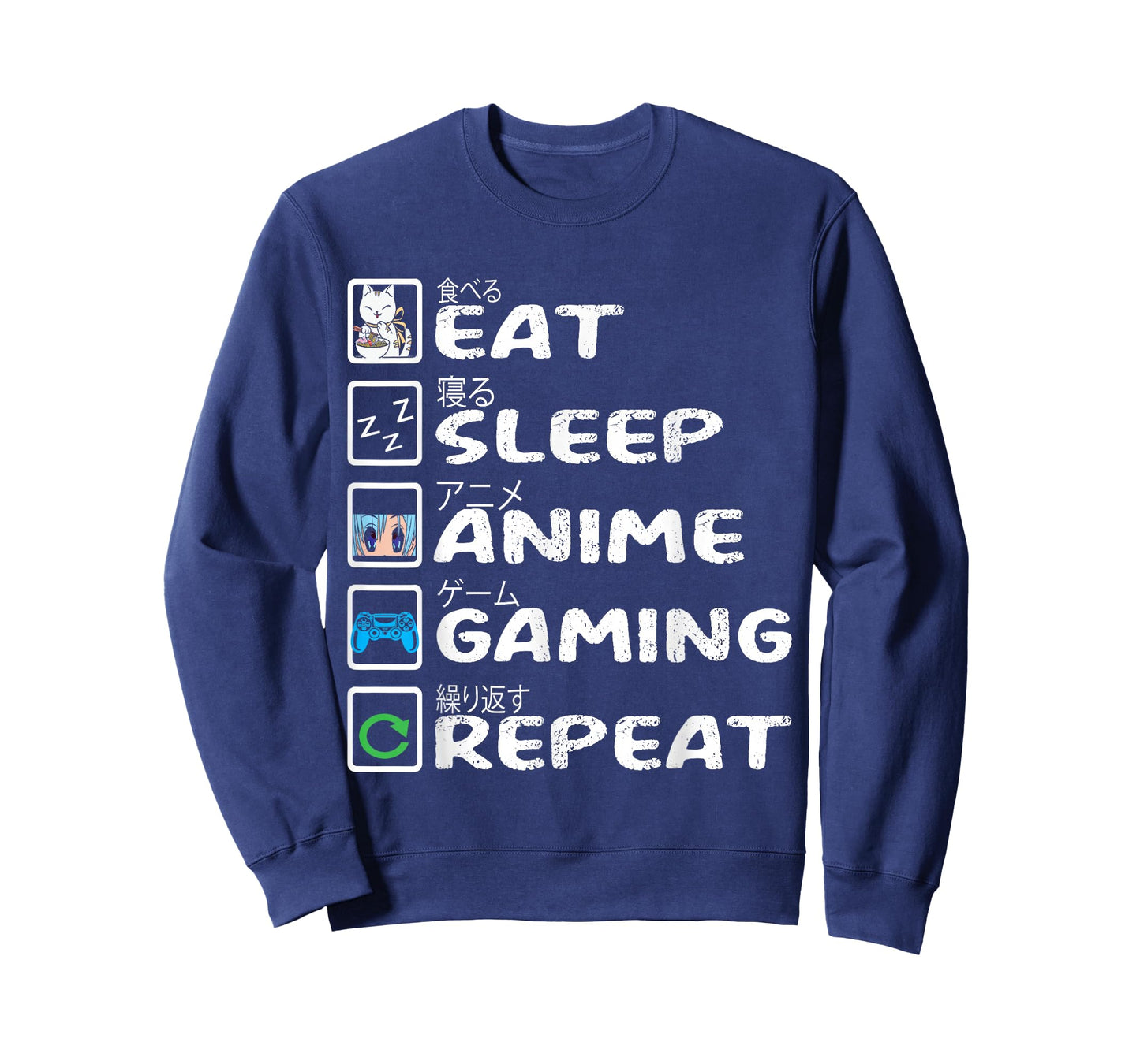 Eat Sleep Anime Gaming Repeat Kawaii Otaku Anime Manga T-Shirt