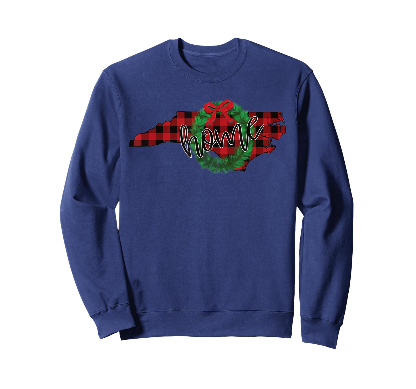 North Carolina Buffalo Plaid Christmas Home Wreath Retro T-Shirt