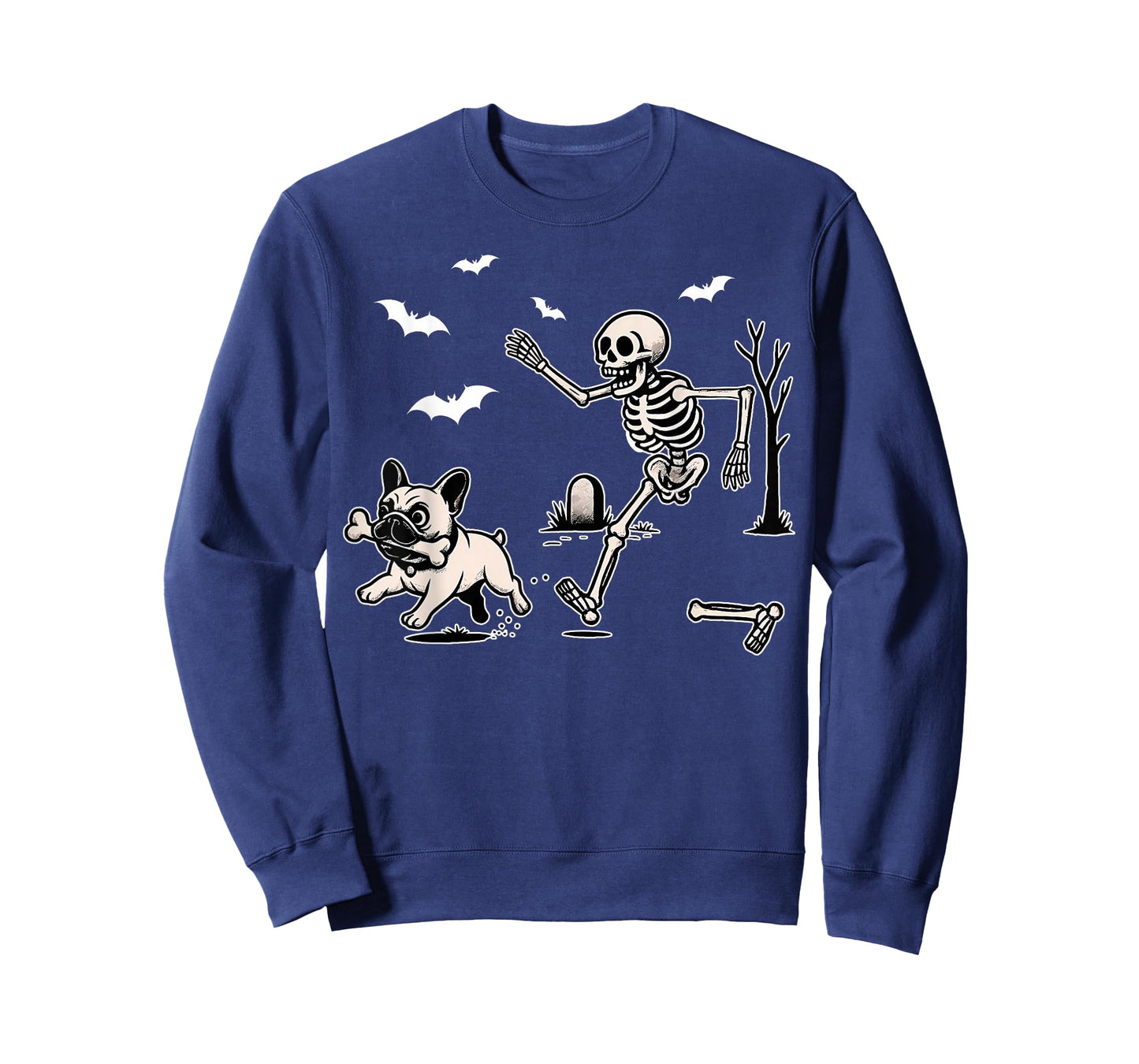 Funny Halloween French Bulldog Skeleton Spooky Men Women Kid T-Shirt