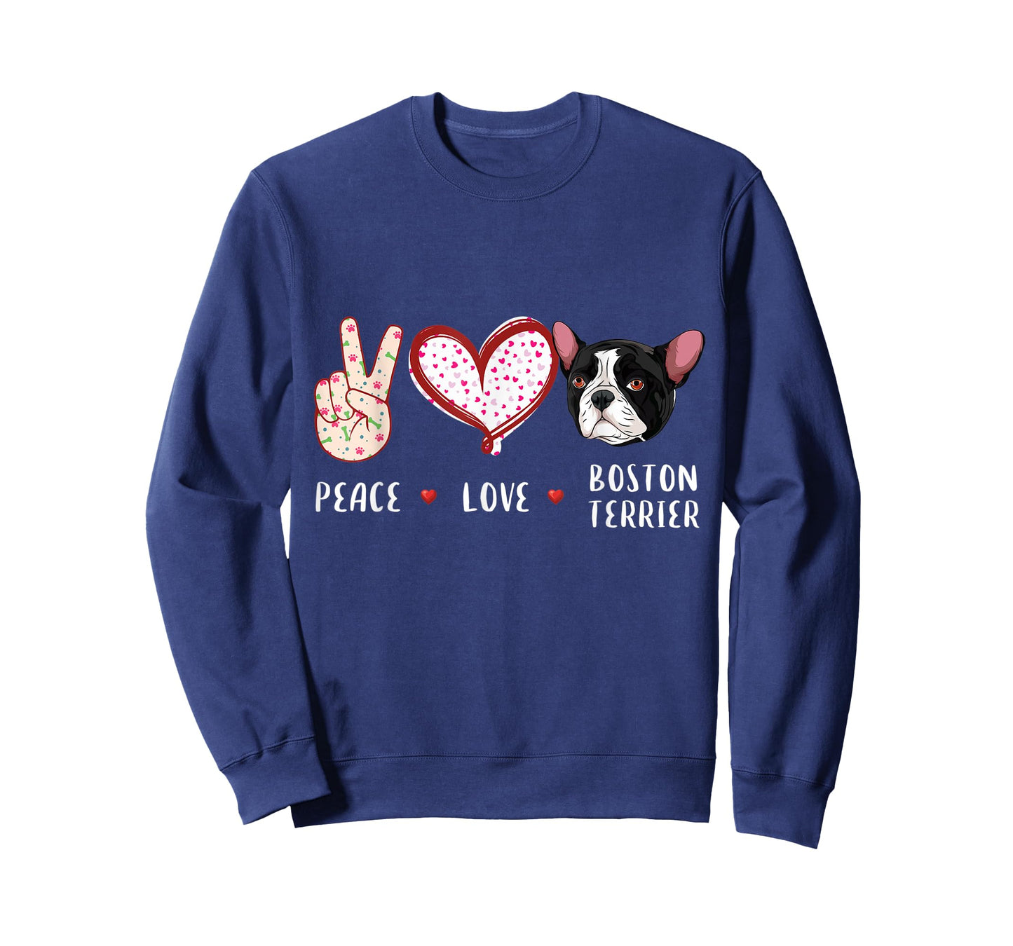 peace love Boston Terrier gift for men women kids Boston dog T-Shirt