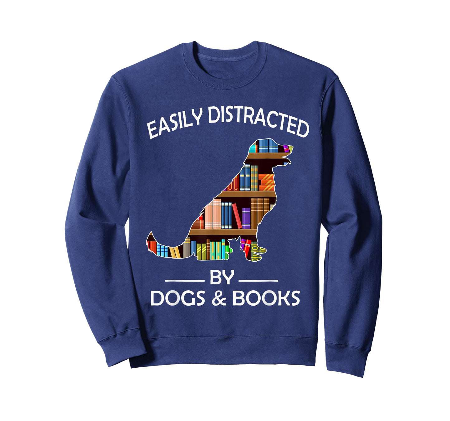 Easily Distracted By Dogs & Books Funny Golden Retriever T-Shirt