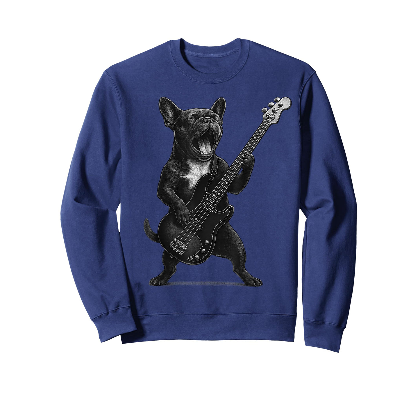 French Bulldog Playing Bass Guitar Rock Music Dog Lover T-Shirt