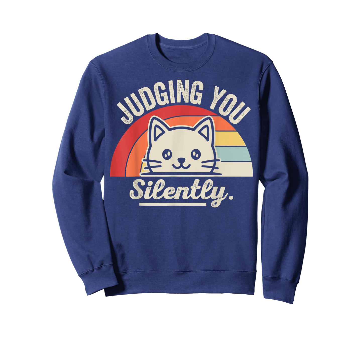 Judging You Silently Cat Retro Rainbow T-Shirt