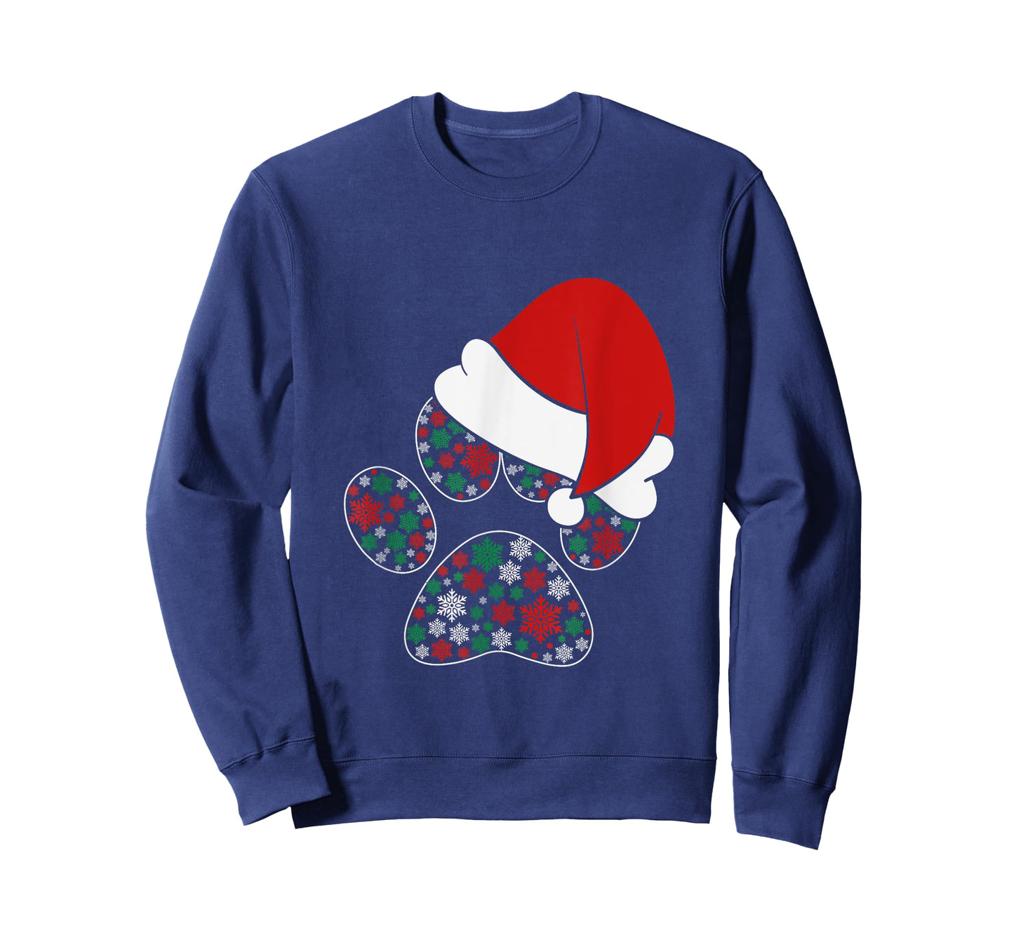 Dog Paw Snowflakes Santa Hat Christmas Dog Lovers Men Women Kids T-Shirt