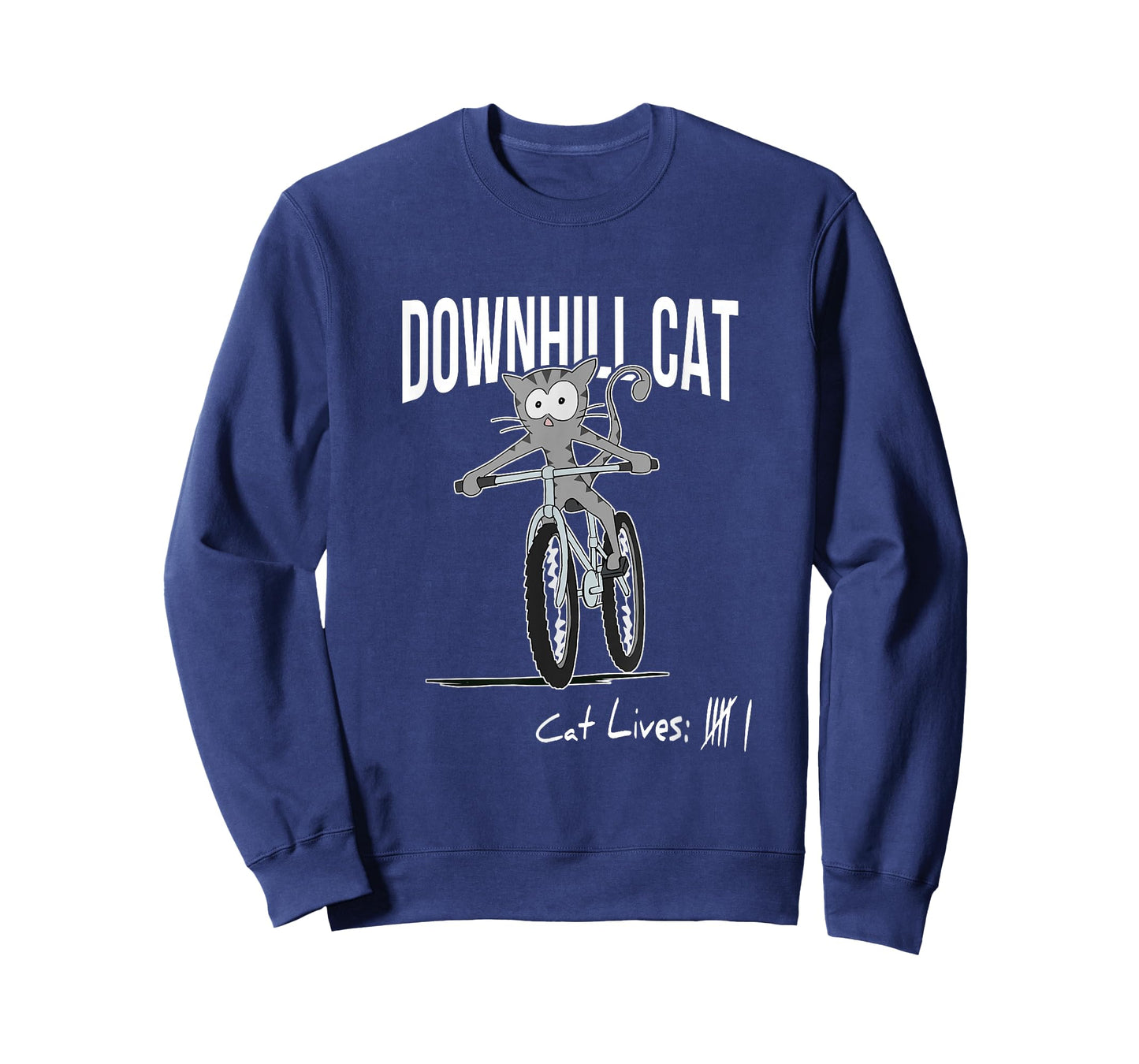 Funny Counting Cat Lives Cyclist Downhill Cat MTB Biking T-Shirt