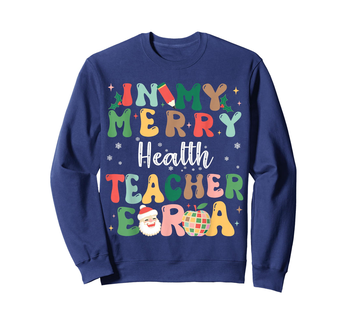 In My Merry Health Teacher Era Retro Christmas T-Shirt