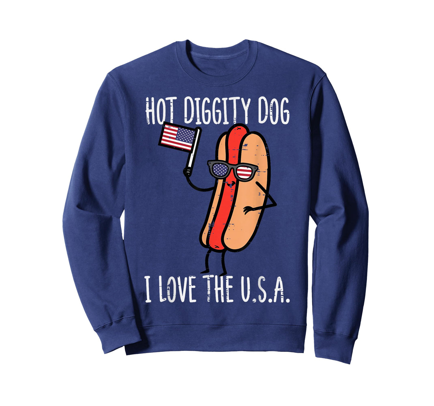 4th July Hot Diggity Dog USA Flag Funny Hotdog Men Women Kid T-Shirt