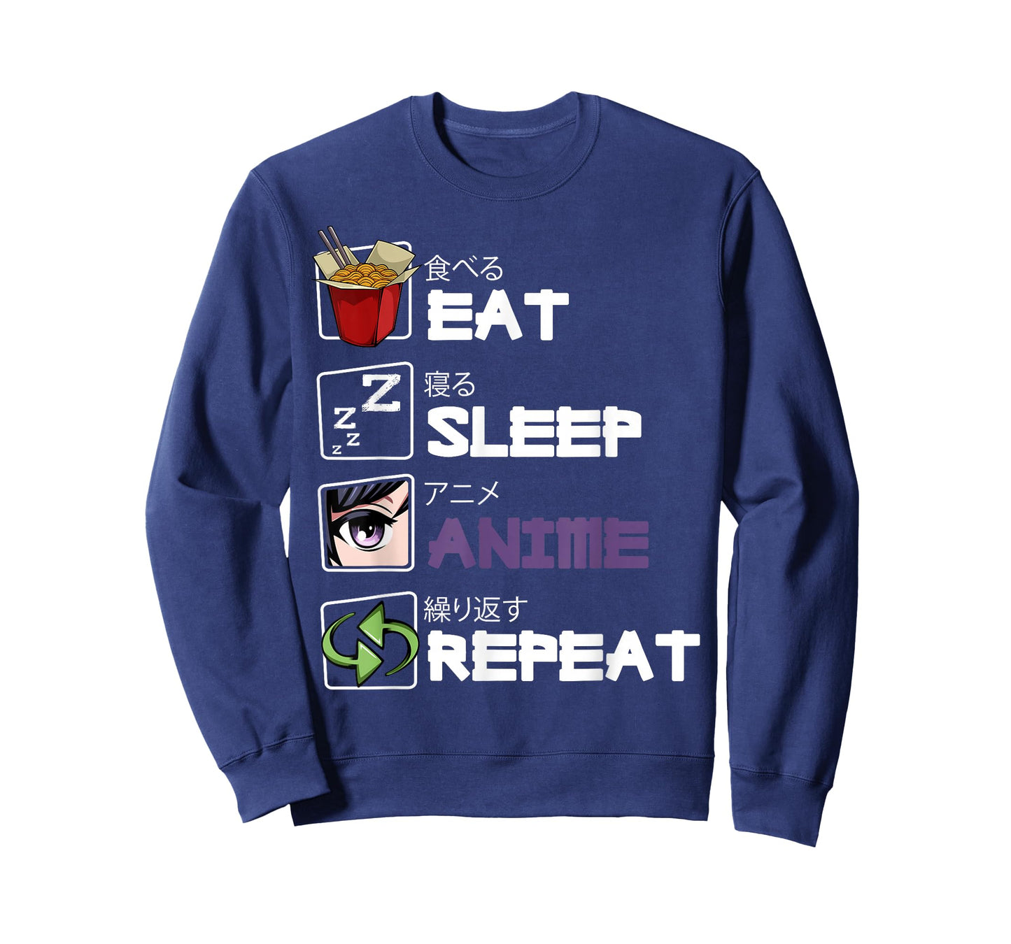 Eat Sleep Anime Repeat Kawaii Otaku Manga Japan Fan Kanji T-Shirt