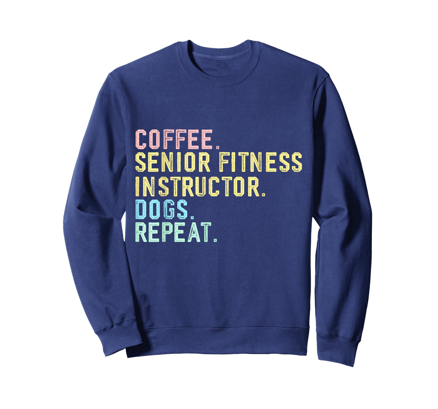 Funny Vintage Coffee Dog Senior Fitness Instructor T-Shirt