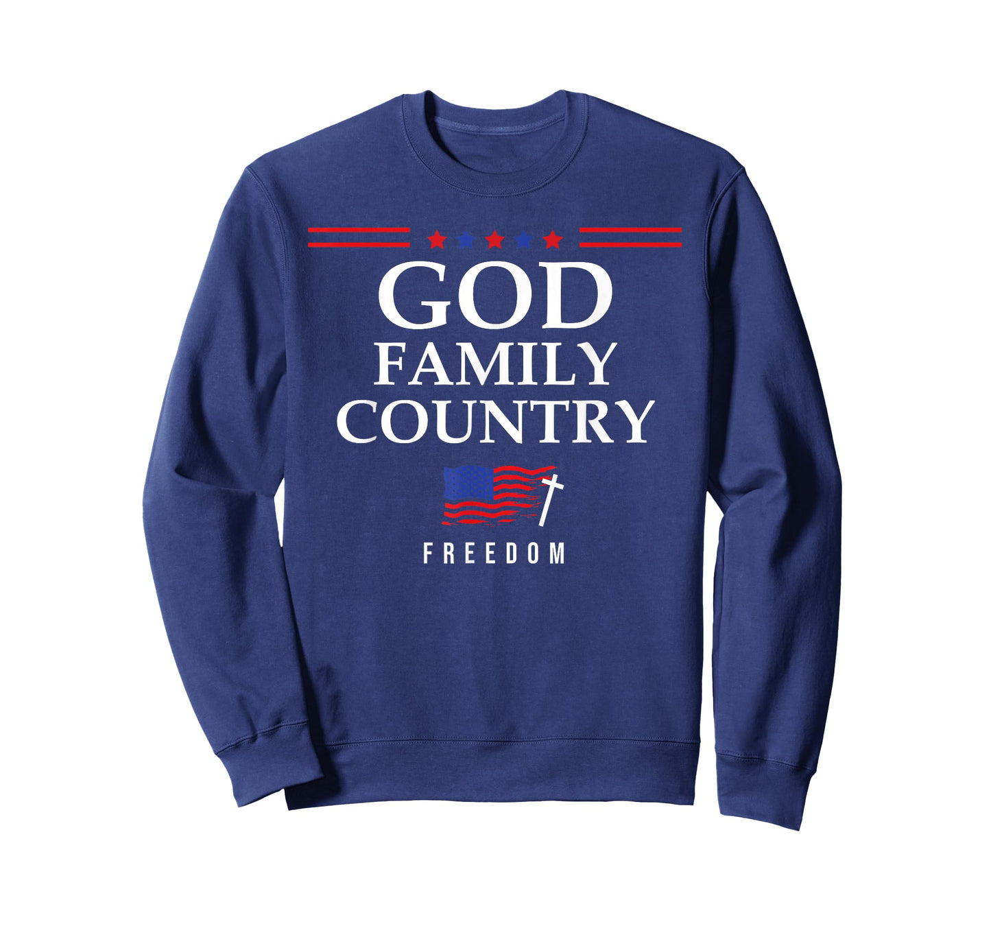 God Family Country US Flag Christian Saying Freedom Jesus T-Shirt