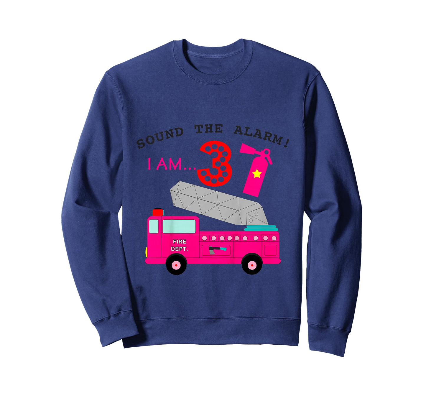 Birthday Girls 3 Pink Fire Truck Three Year Old Third Party T-Shirt