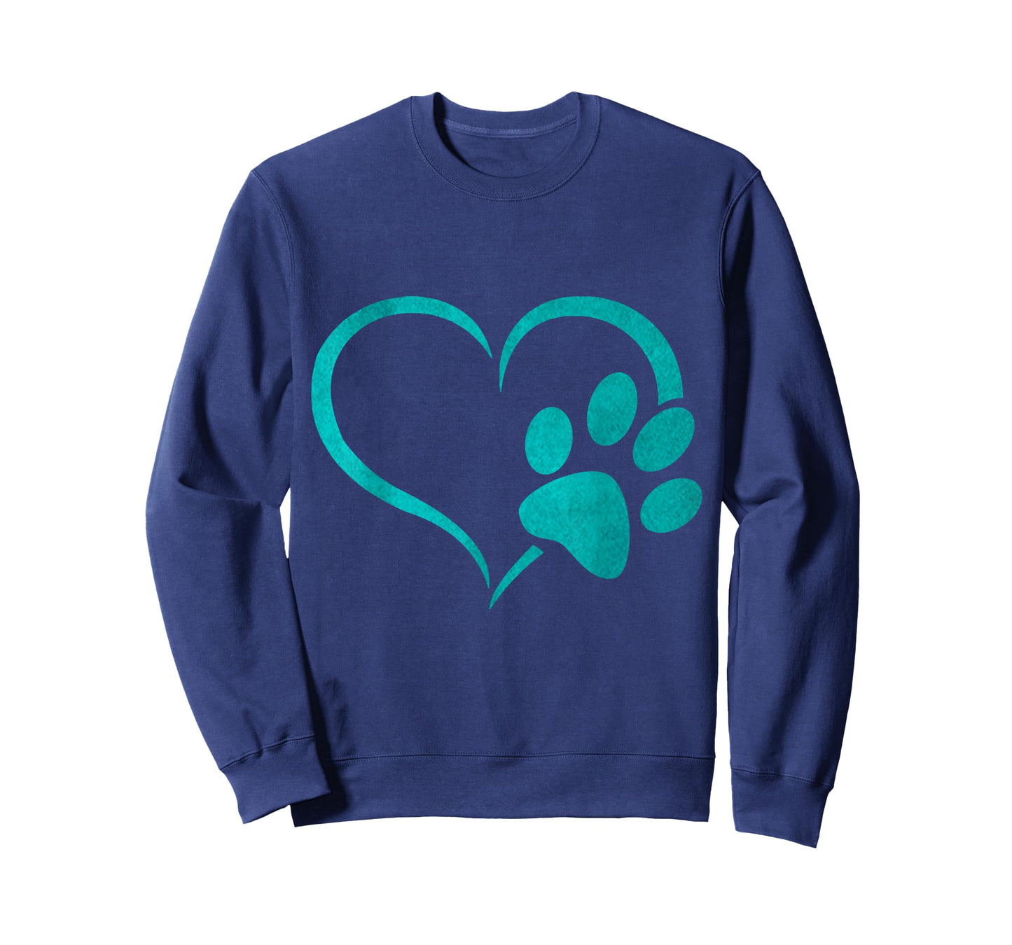 vintage Teal Dog Paw Print heart For Dogs Lover T-Shirt