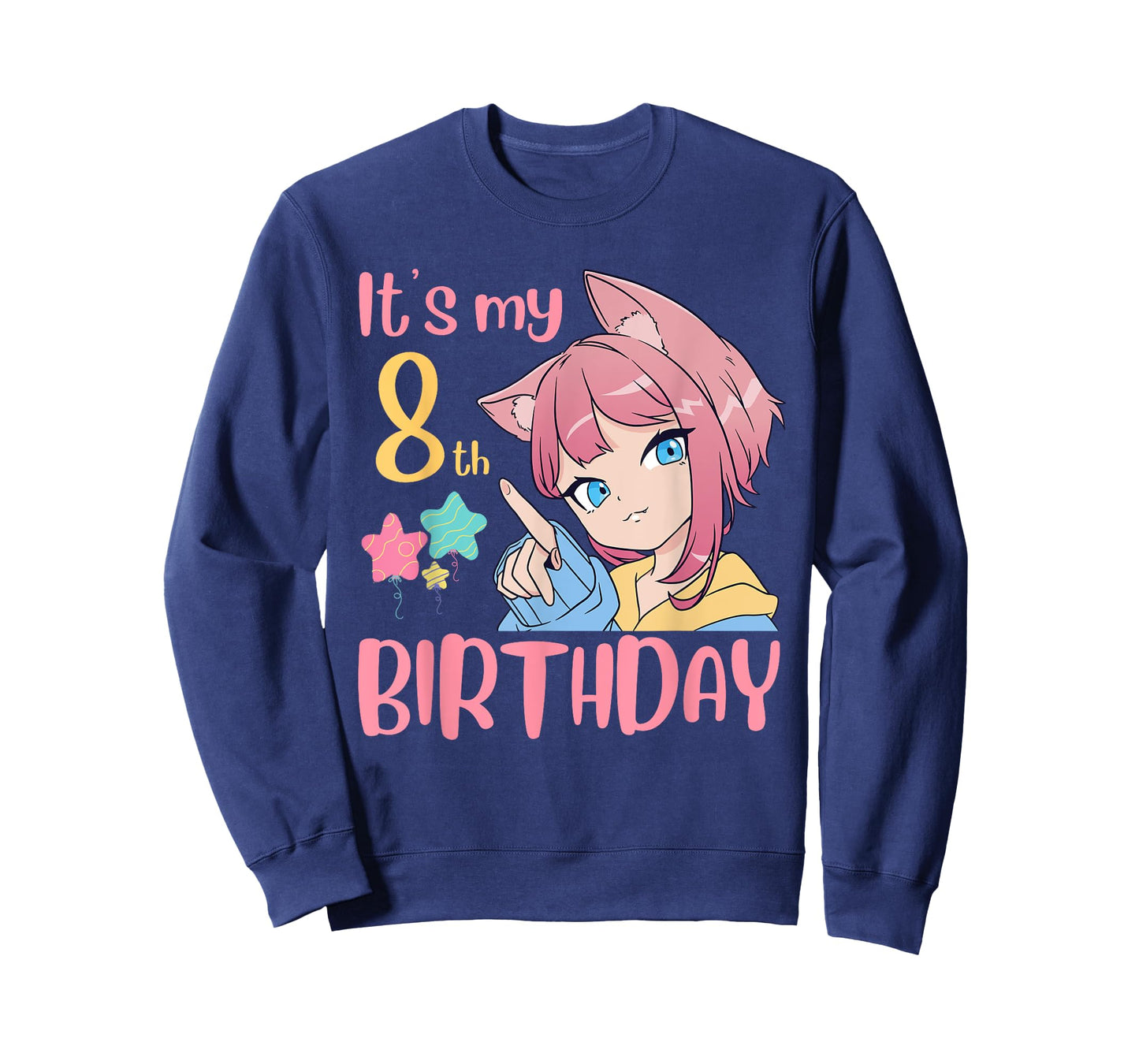 It's My 8th Birthday Anime Birthday Girl 8 Years Old Bday T-Shirt
