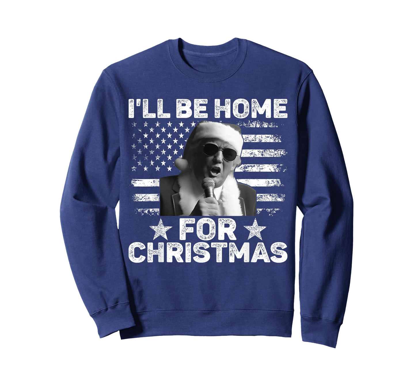I'll Be Home For Christmas Santa Trump Xmas USA Flag Pajamas T-Shirt