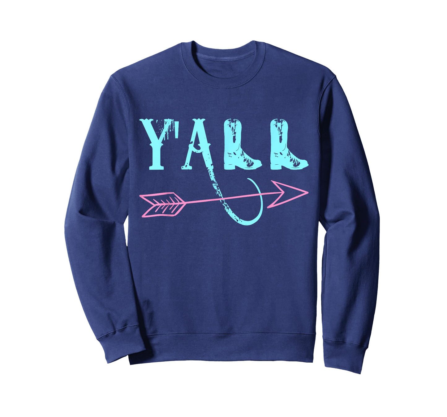 Y'ALL Southern Country T-shirt Teal & Pink Arrow & Boots