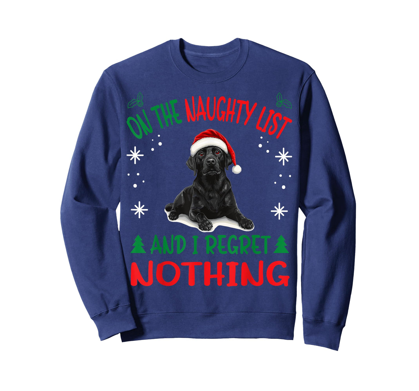 Cute Labrador Retriever Dog Christmas On The Naughty List T-Shirt